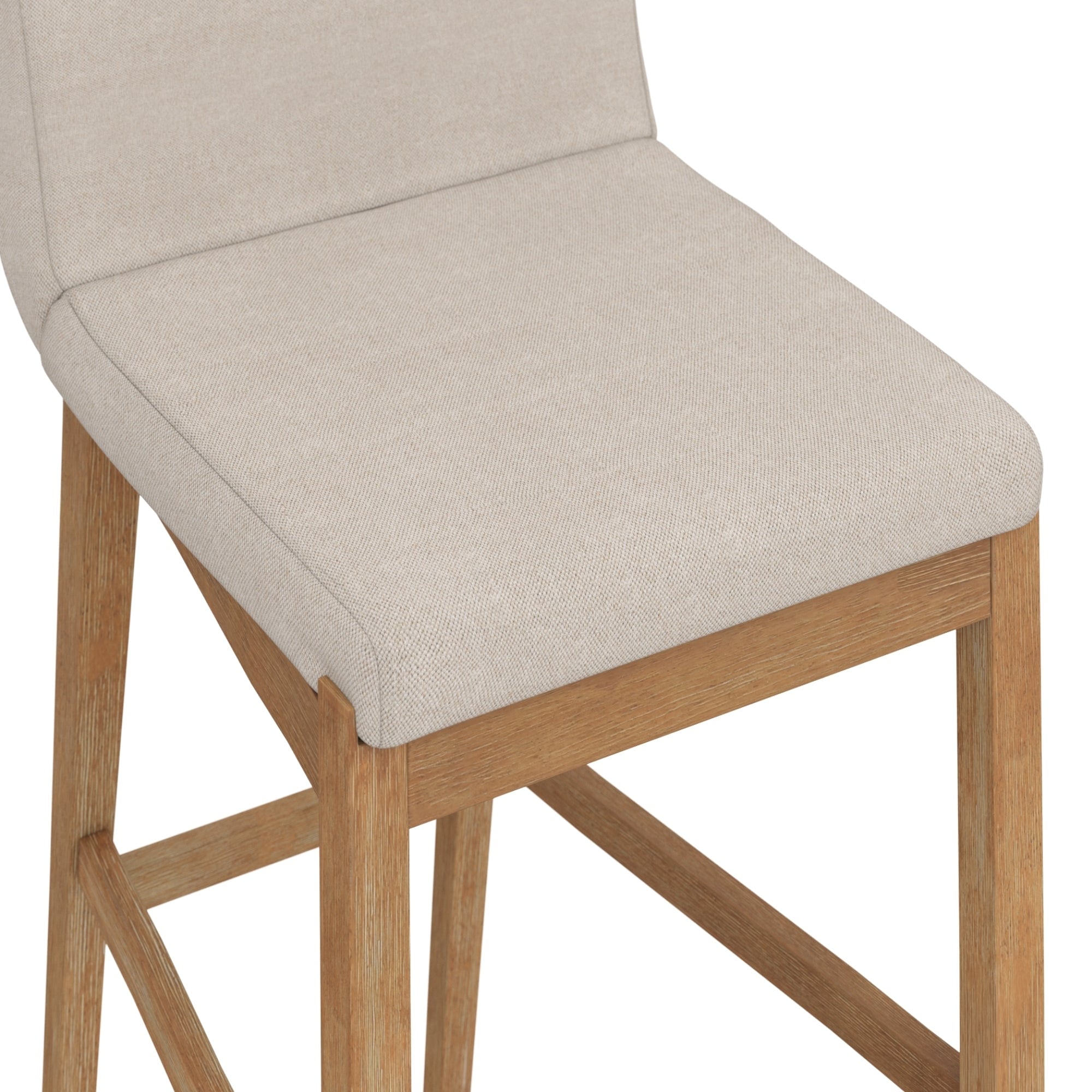 Gracie Modern Bar Stool, Boucle Upholstered Chair and Brushed Wooden Legs