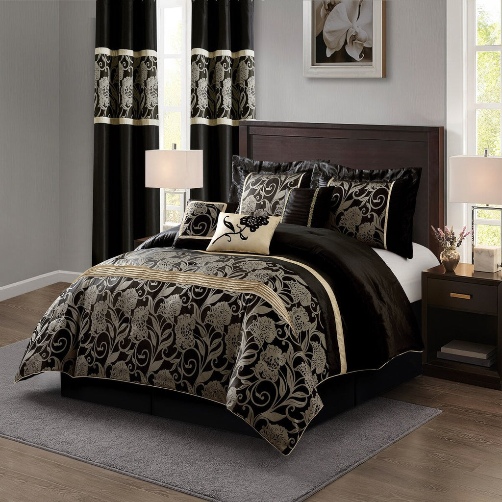 Nanshing Brie 9 Piece Floral Jacquard Comforter Set