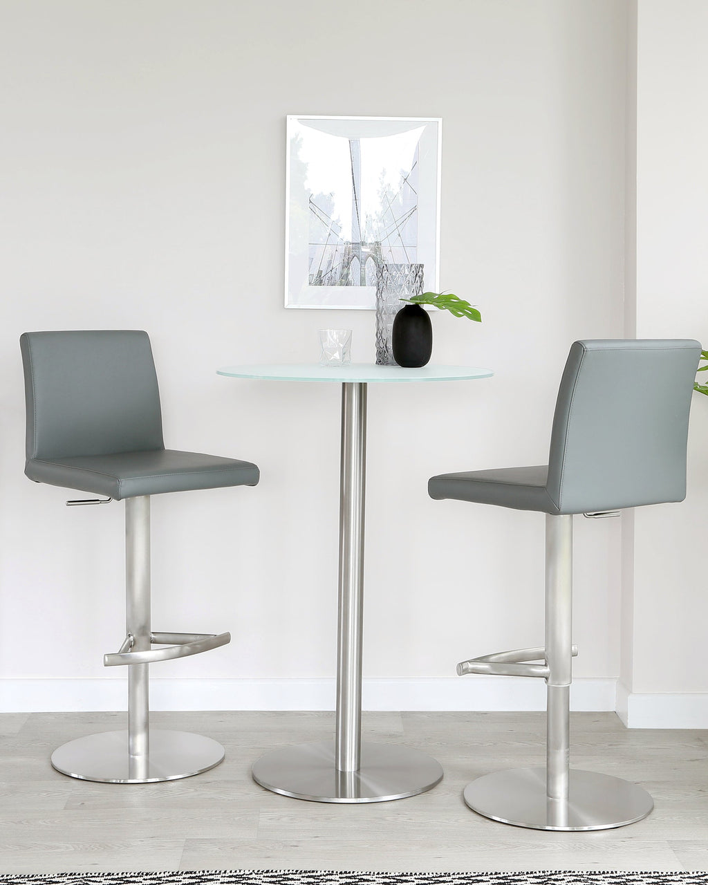 Grande White Frosted Glass 2 Seater Bar Table