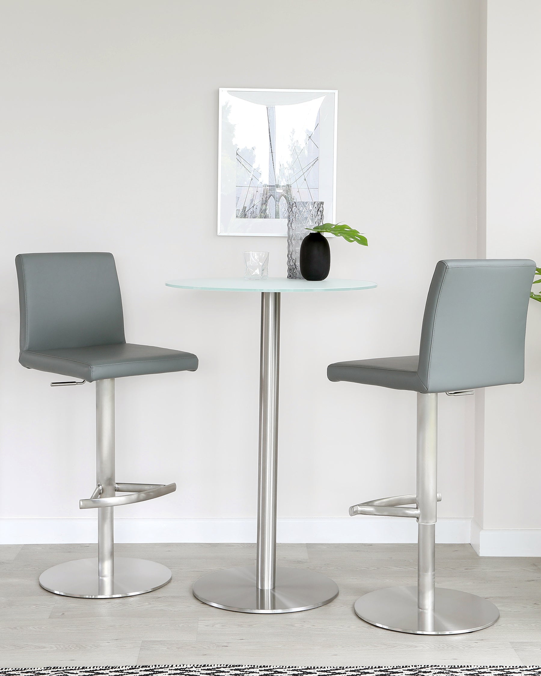 Grande White Frosted Glass 2 Seater Bar Table