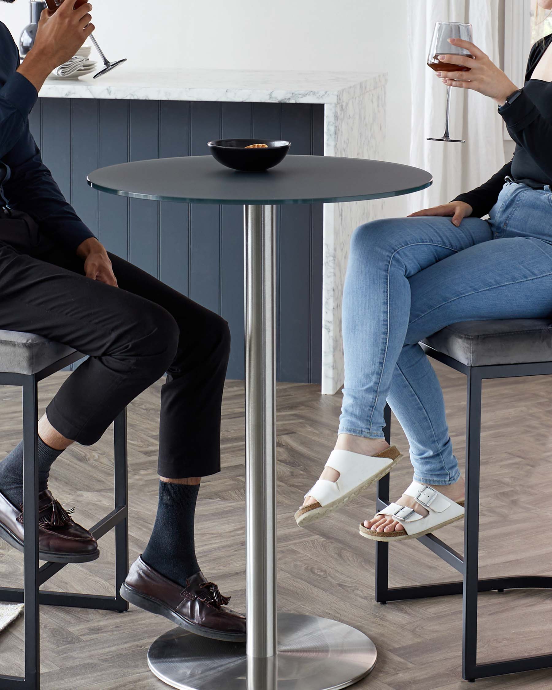 Grande Dark Grey Frosted Glass 2 Seater Bar Table