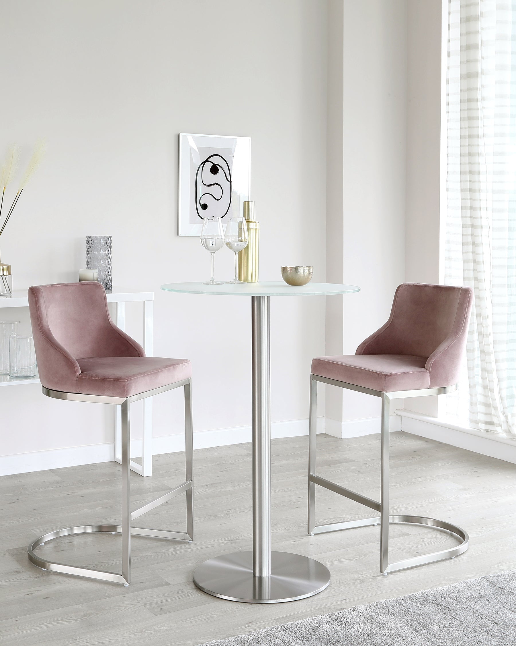 Grande White Frosted Glass 2 Seater Bar Table