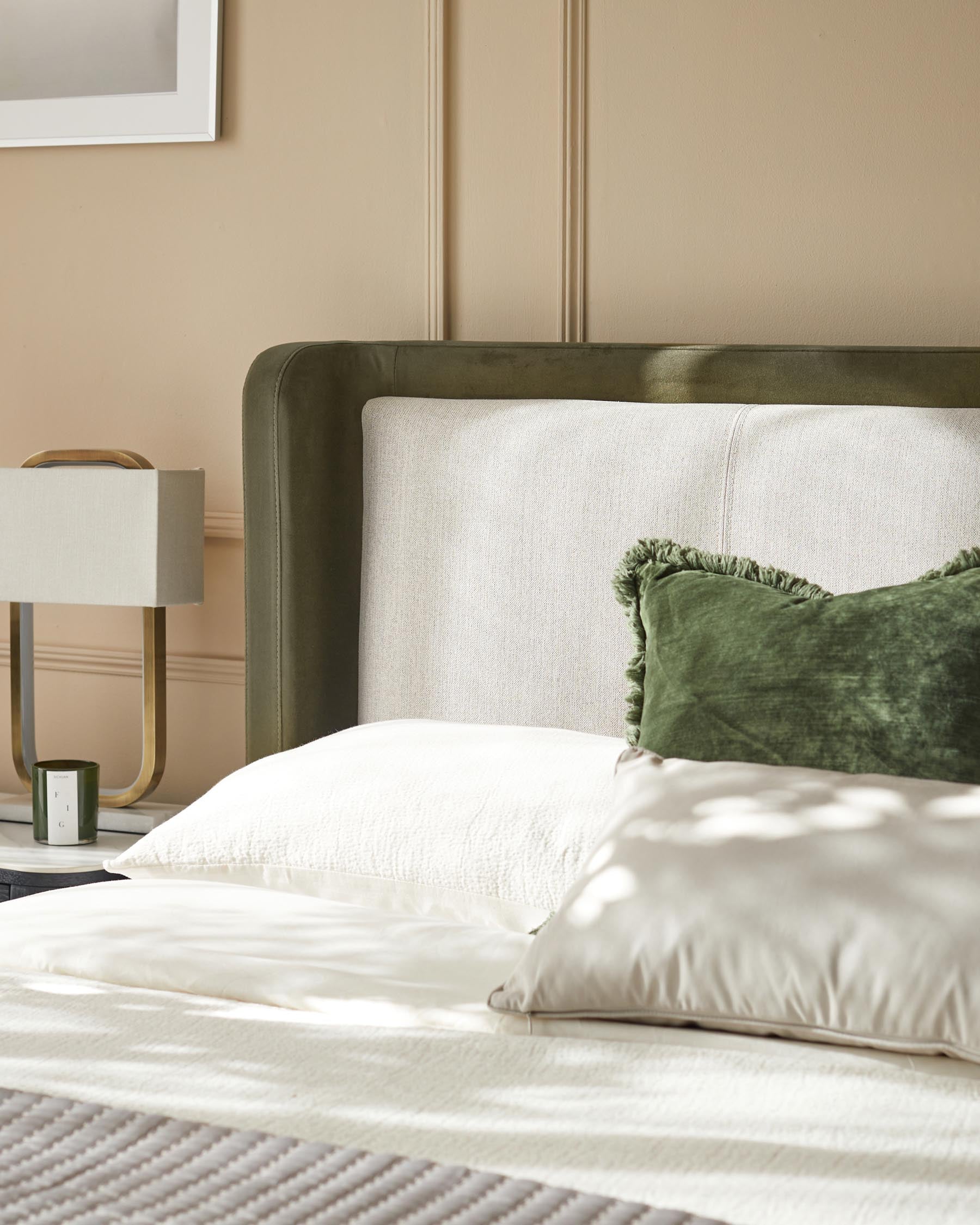 Grove natural fabric and olive green velvet king size ottoman storage bed