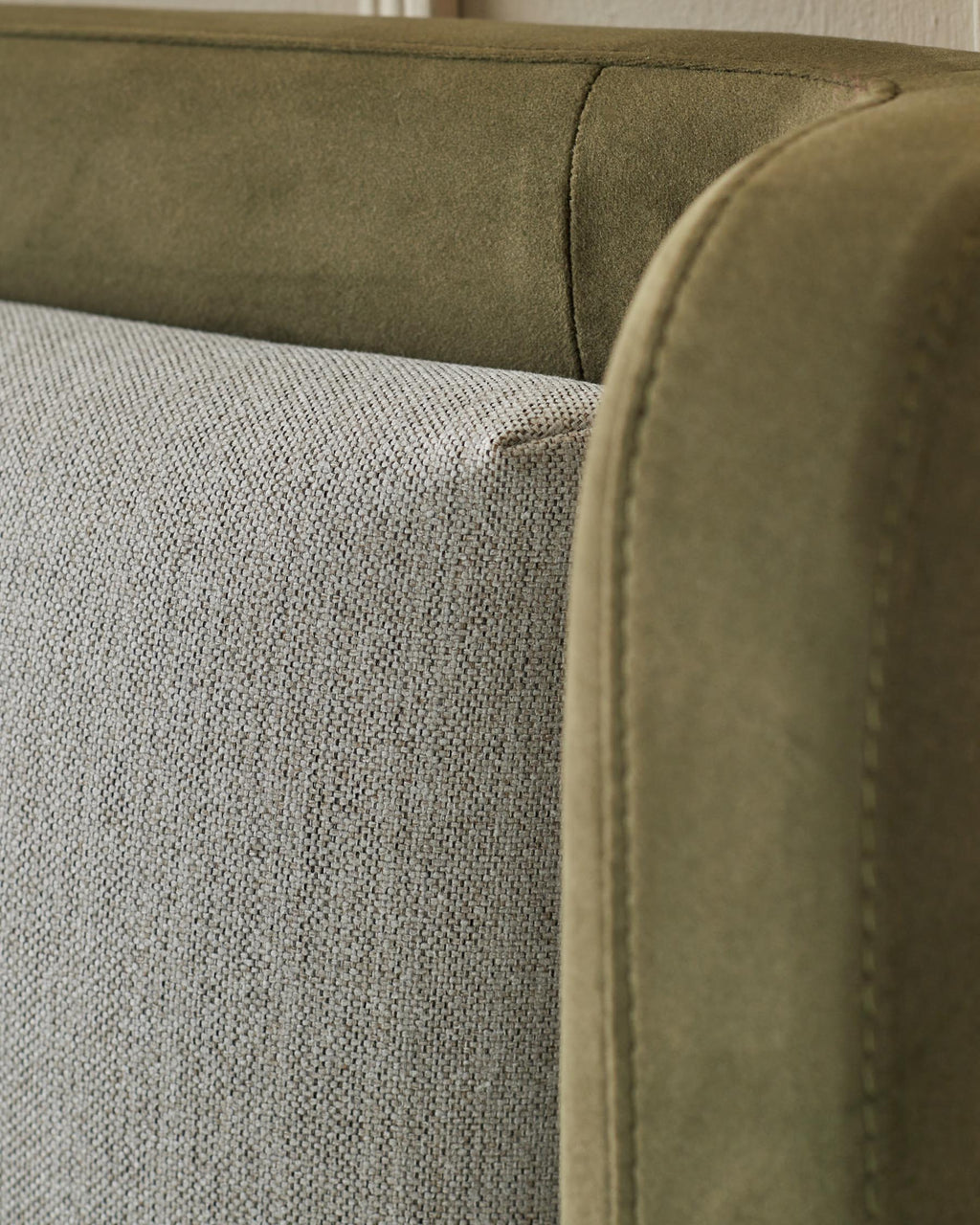 Grove natural fabric and olive green velvet super king ottoman storage bed