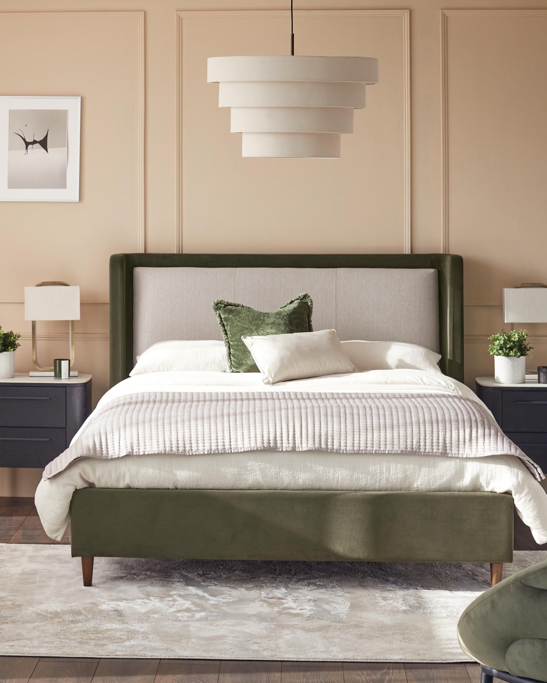 Manhattan white ceramic 2 drawer bedside table