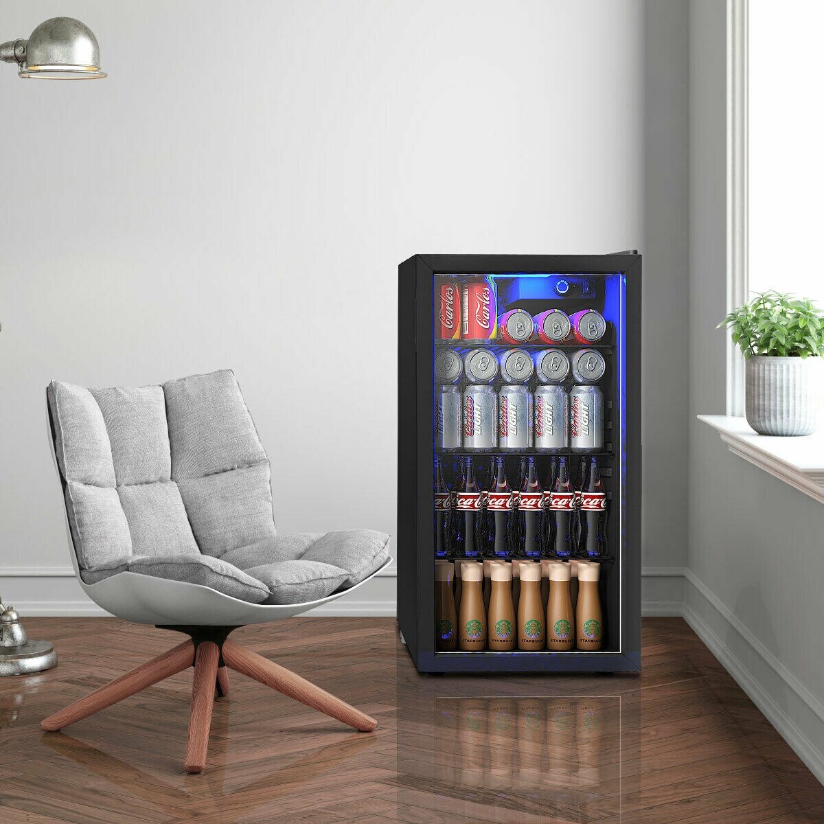 Gymax 120 Can Beverage Refrigerator Beer Wine Soda Drink Cooler Mini