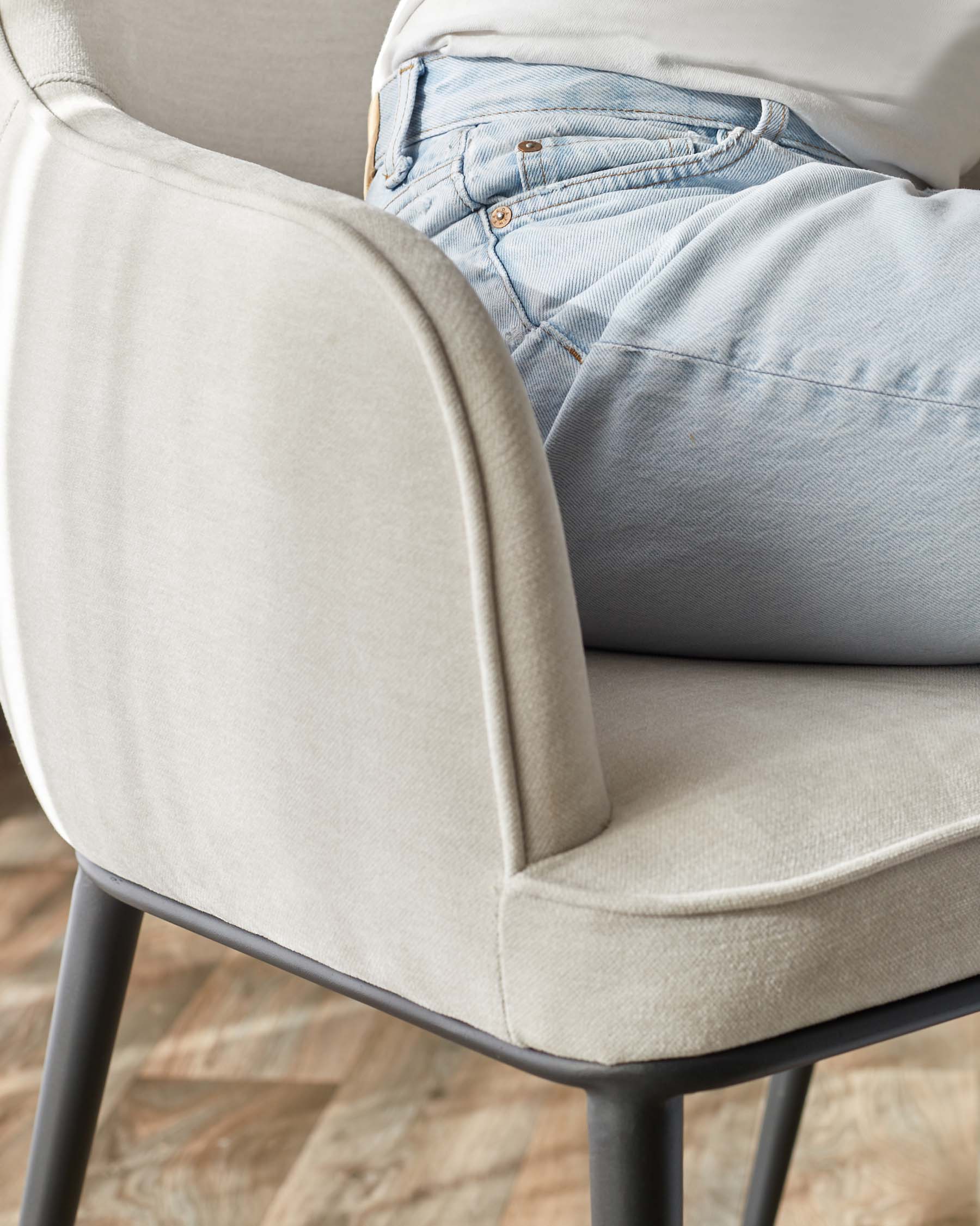 Harley natural grey chenille dining chair