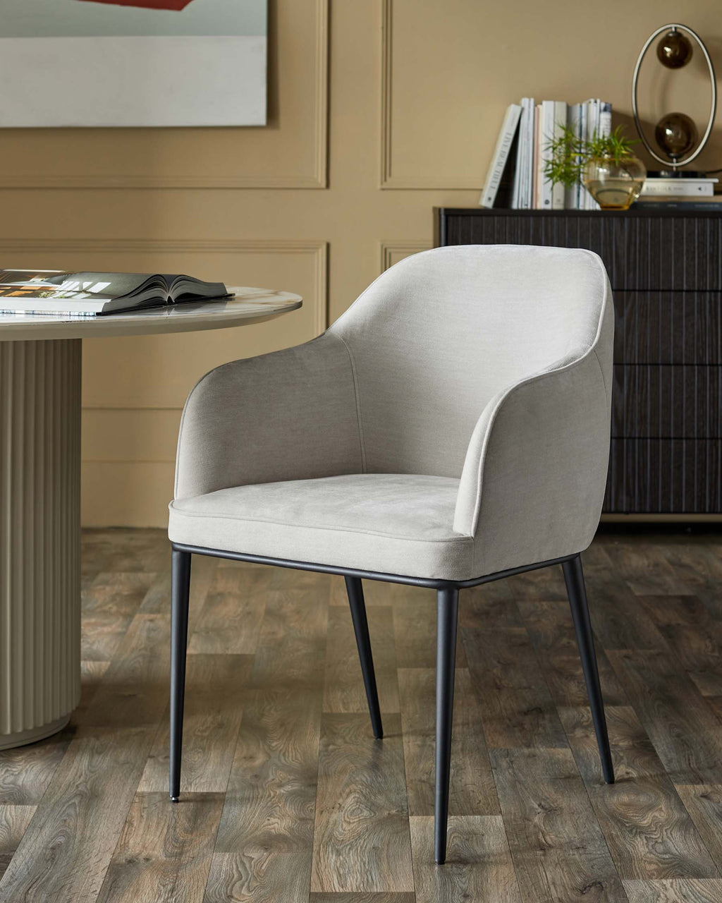 Harley natural grey chenille dining chair