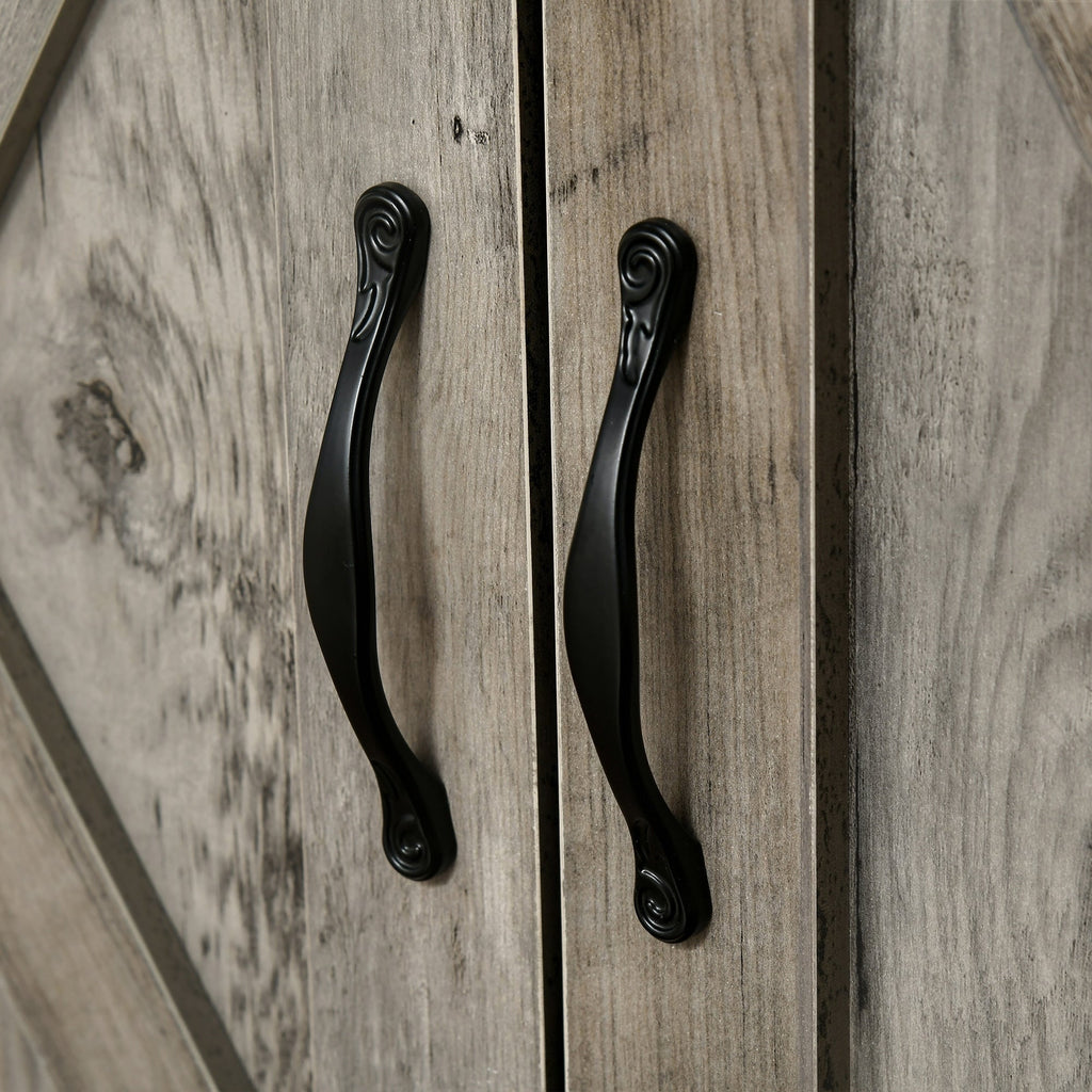 HOMCOM 32 Farmhouse Barn Door Style Sideboard Cabinet,Buffet Storage Cabinet Coffee Bar for Living Room or Entryway