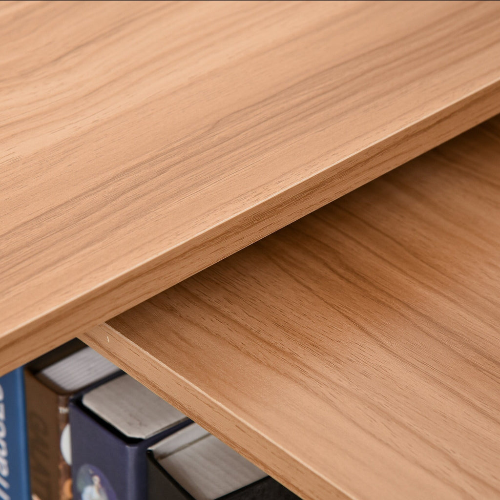 HomCom Modern L Shaped Rotating Computer Desk with Bookshelves