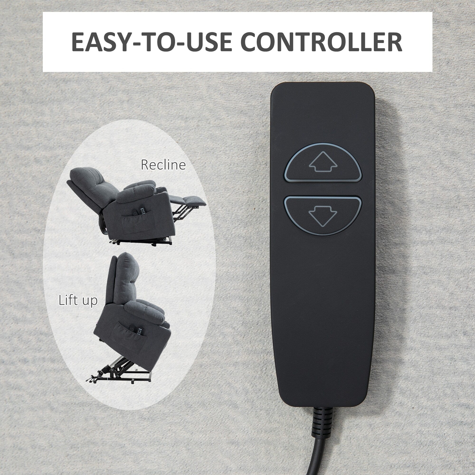 HOMCOM Electric Power Lift Chair Recliners for Elderly, Oversized Living Room Recliner Chair with Remote Control