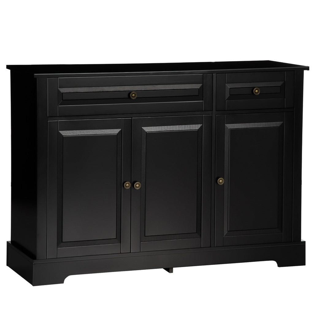 HOMCOM Modern Sideboard Buffet Cabinet with Storage Cupboards, 2 Drawers and Adjustable Shelves, Black