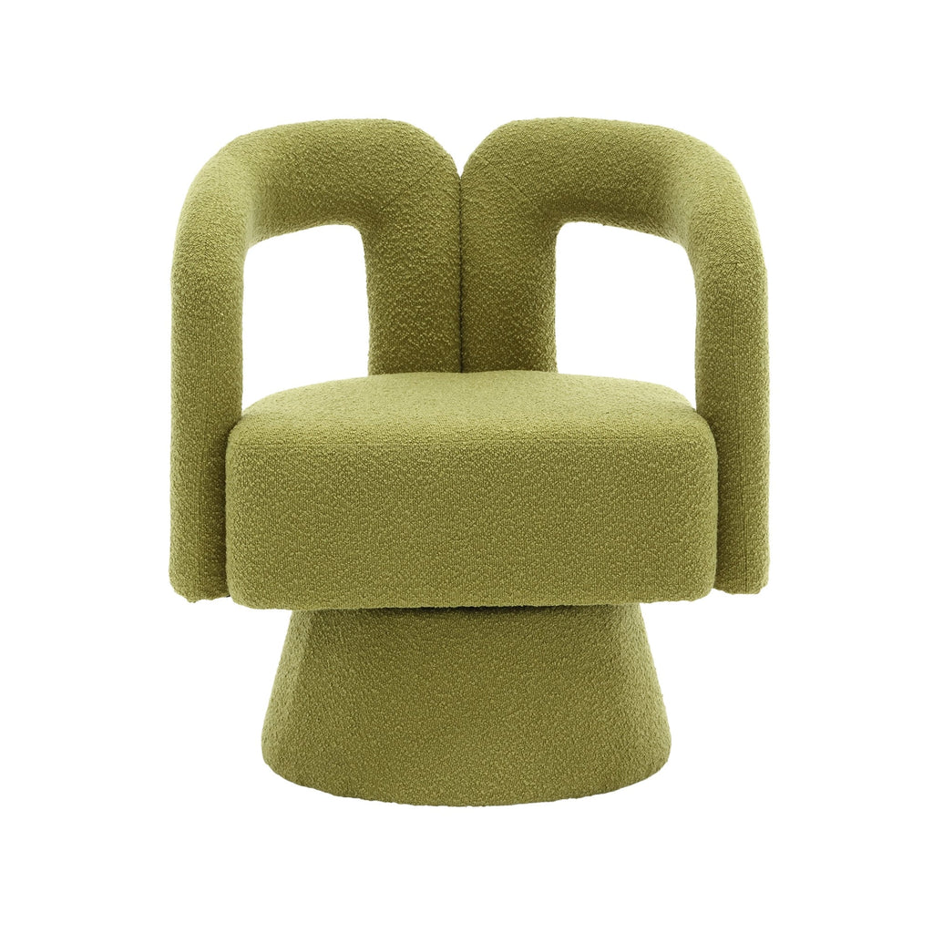 HOMEFUN Boucle Upholstered 360 Degree Swivel Cuddle Barrel Accent Chairs