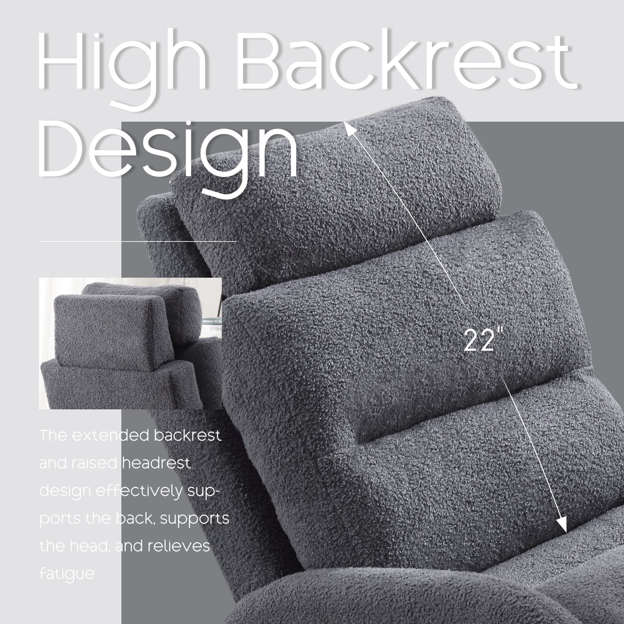 HOMYKA Accent Lounge Chair with Adjustable Backrest Storage Ottoman