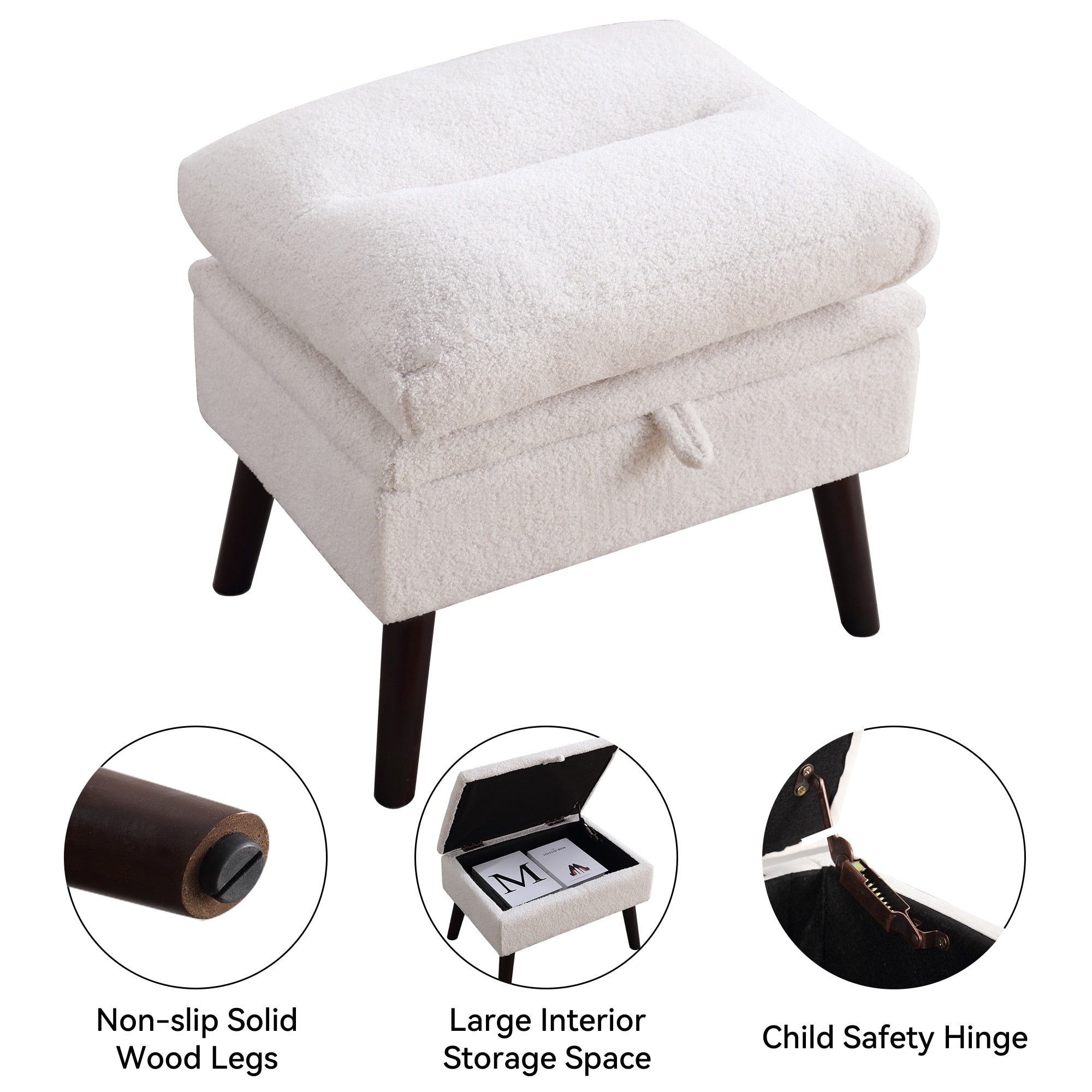 HOMYKA Accent Lounge Chair with Adjustable Backrest Storage Ottoman