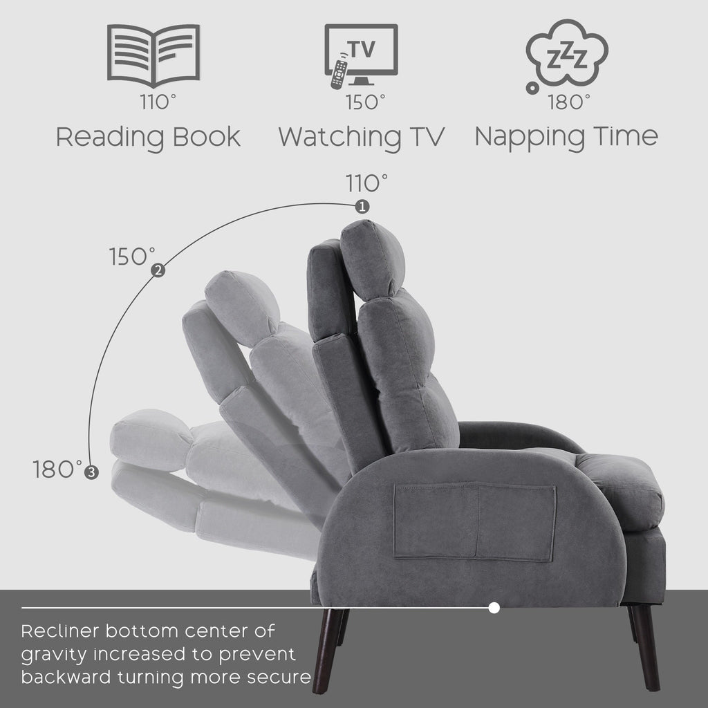 HOMYKA Accent Lounge Chair with Adjustable Backrest Storage Ottoman