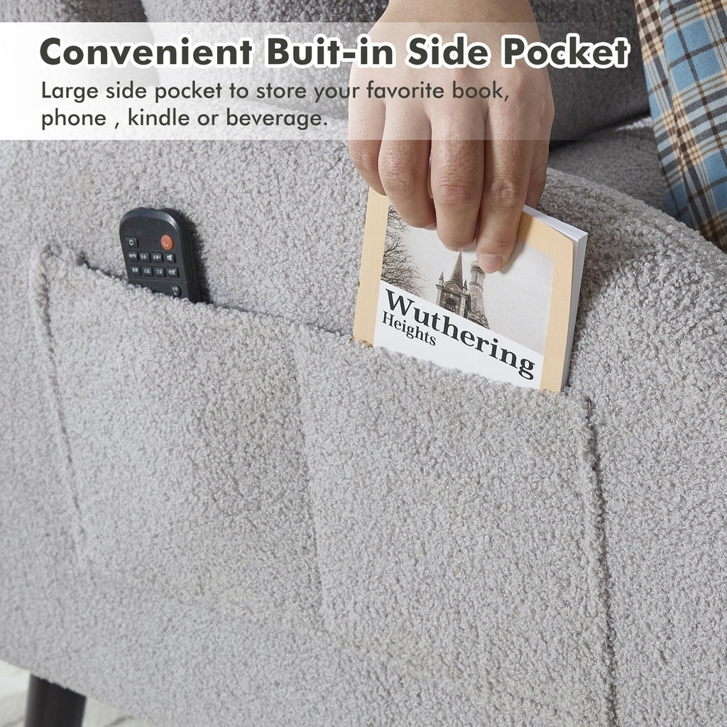 HOMYKA Accent Lounge Chair with Adjustable Backrest Storage Ottoman