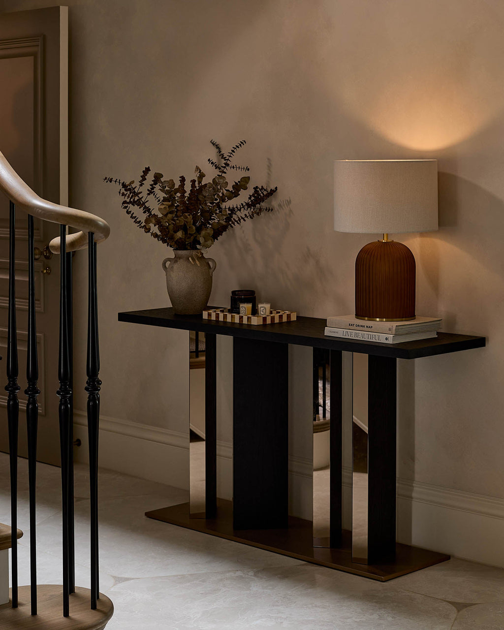 Holland black ash console table