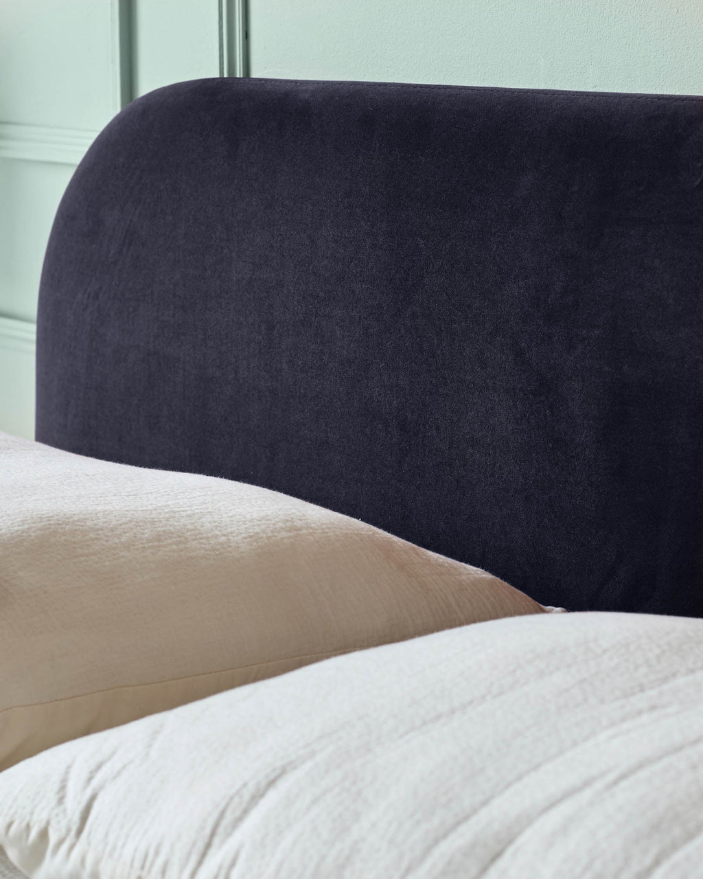Hampton dark navy velvet double bed