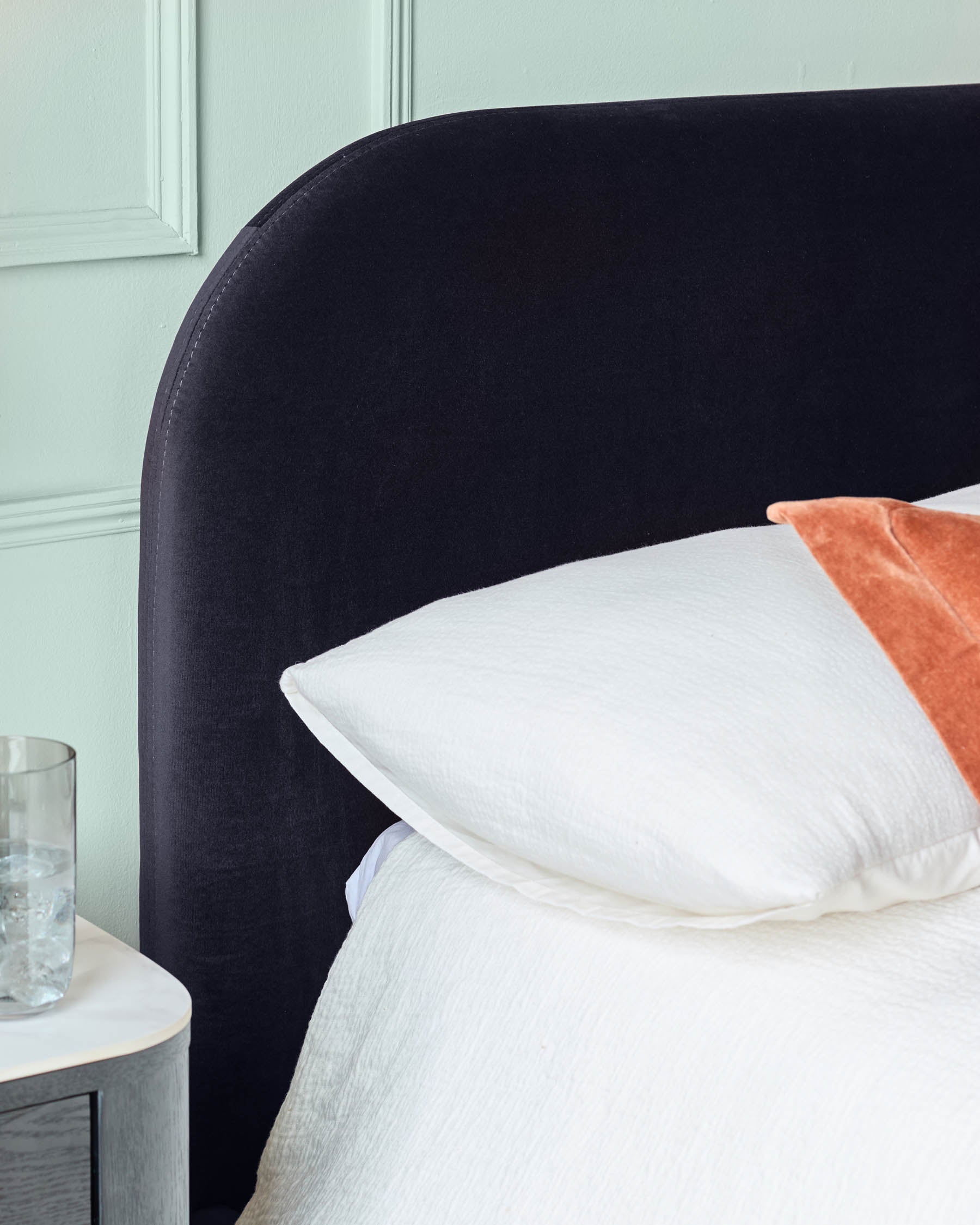 Hampton dark navy velvet double bed