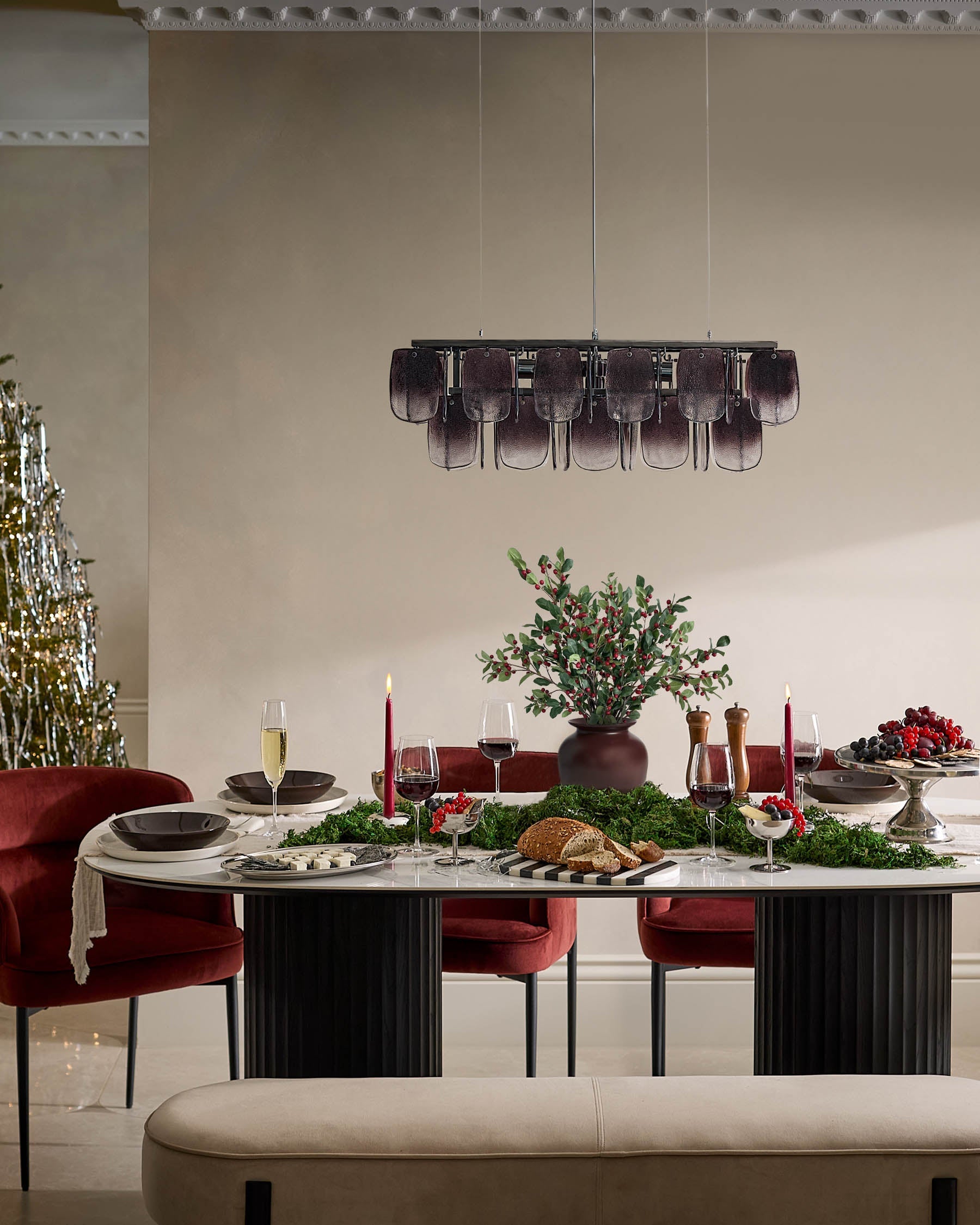 Orlan champagne velvet 3 seater bench without backrest