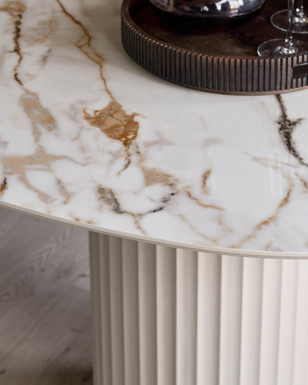 Hanne natural ceramic 6 seater dining table