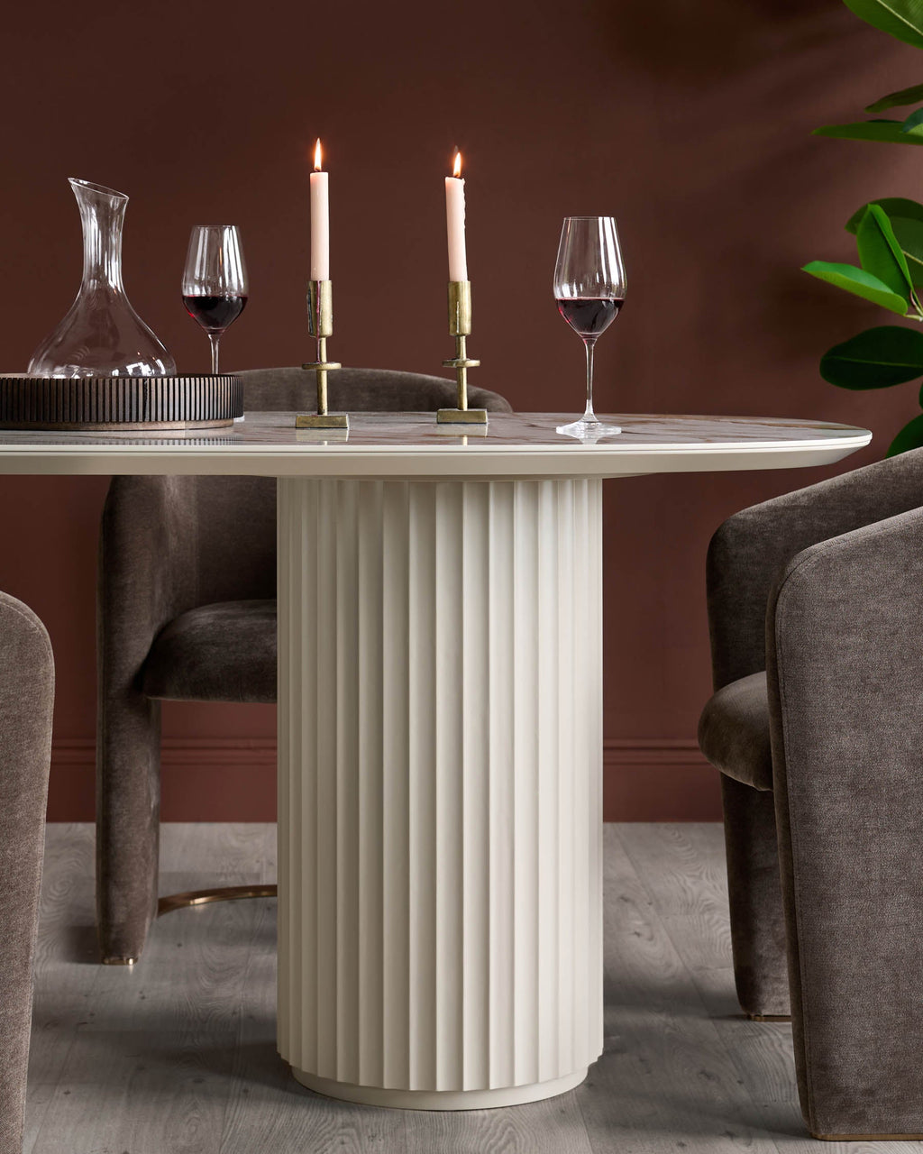 Hanne natural ceramic 6 seater dining table