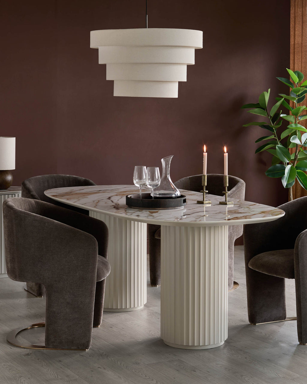 Hanne natural ceramic 6 seater dining table