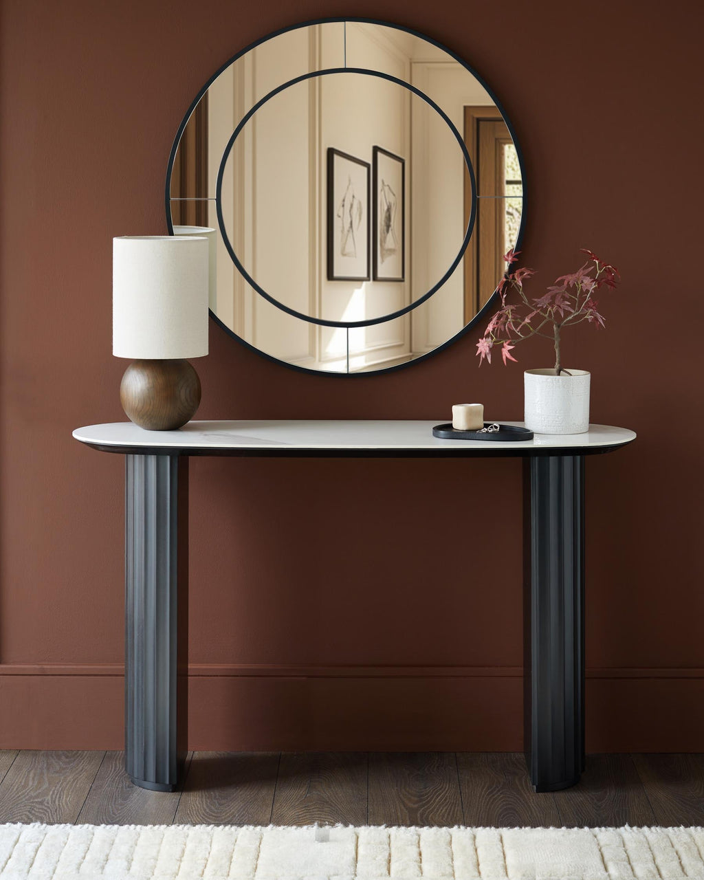 Hanne white ceramic console table