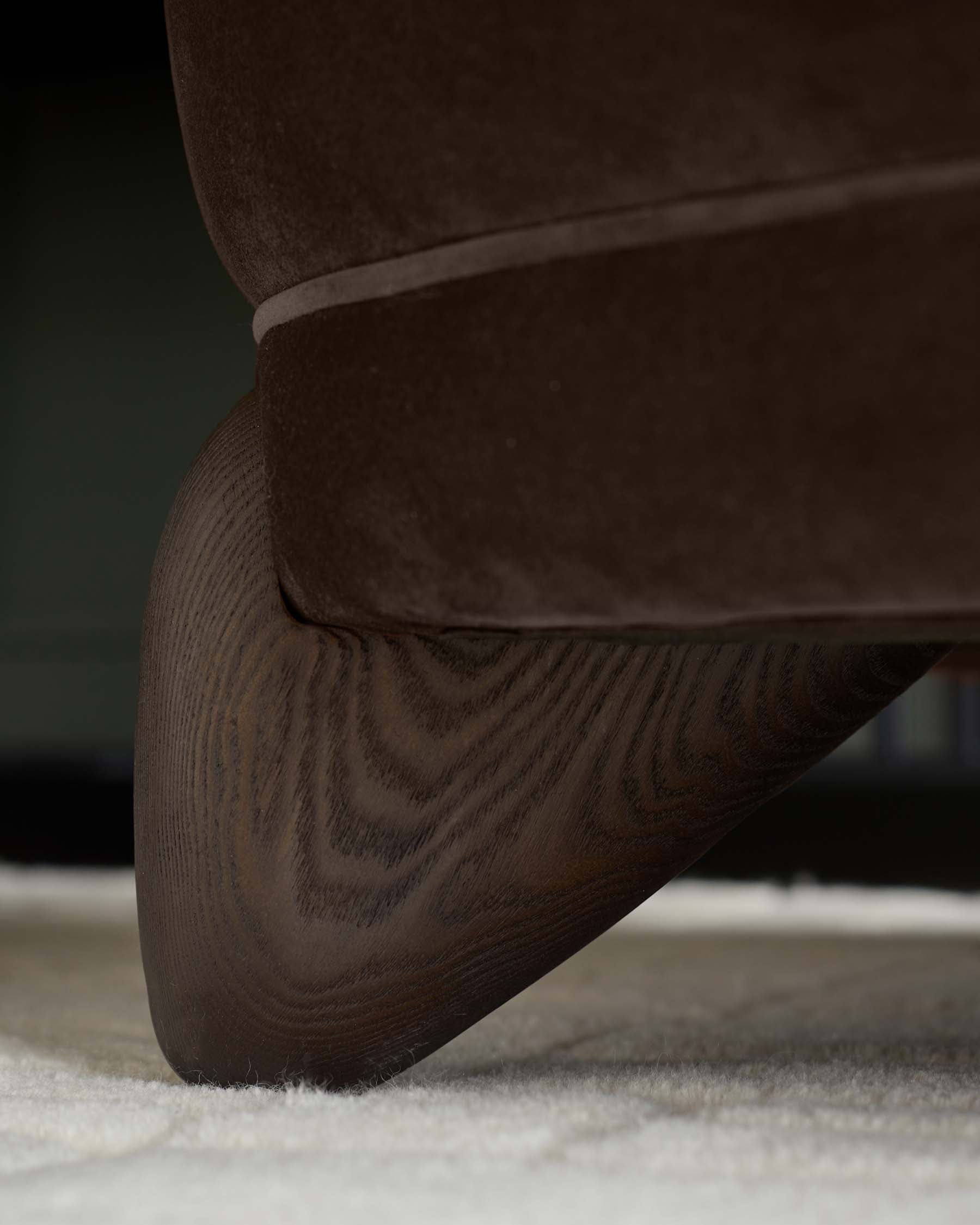 Harlan dark mocha velvet accent chair