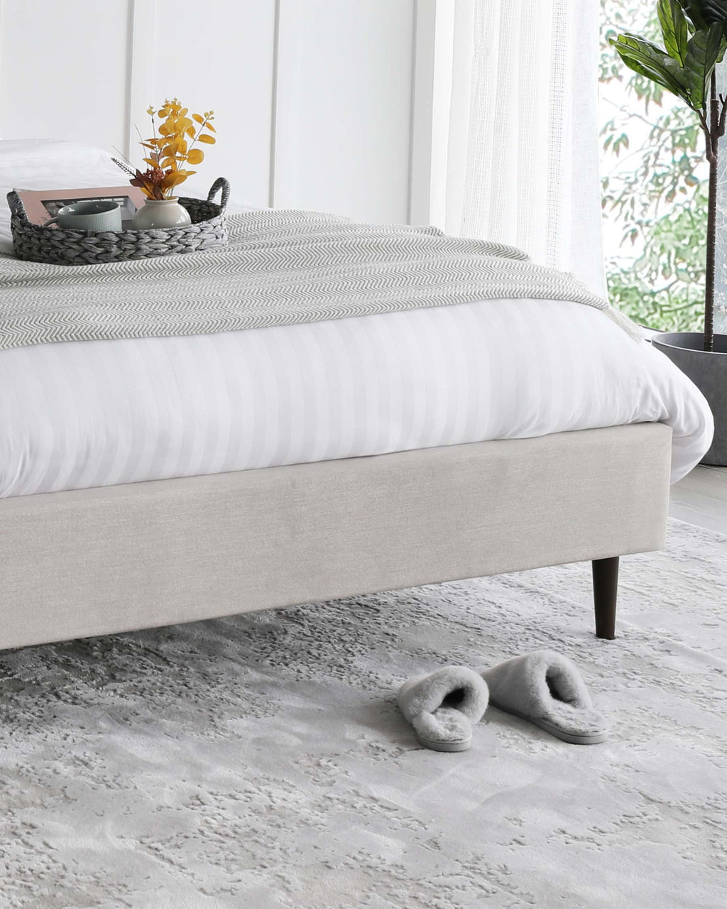 Harlow Light Grey Fabric Double Bed