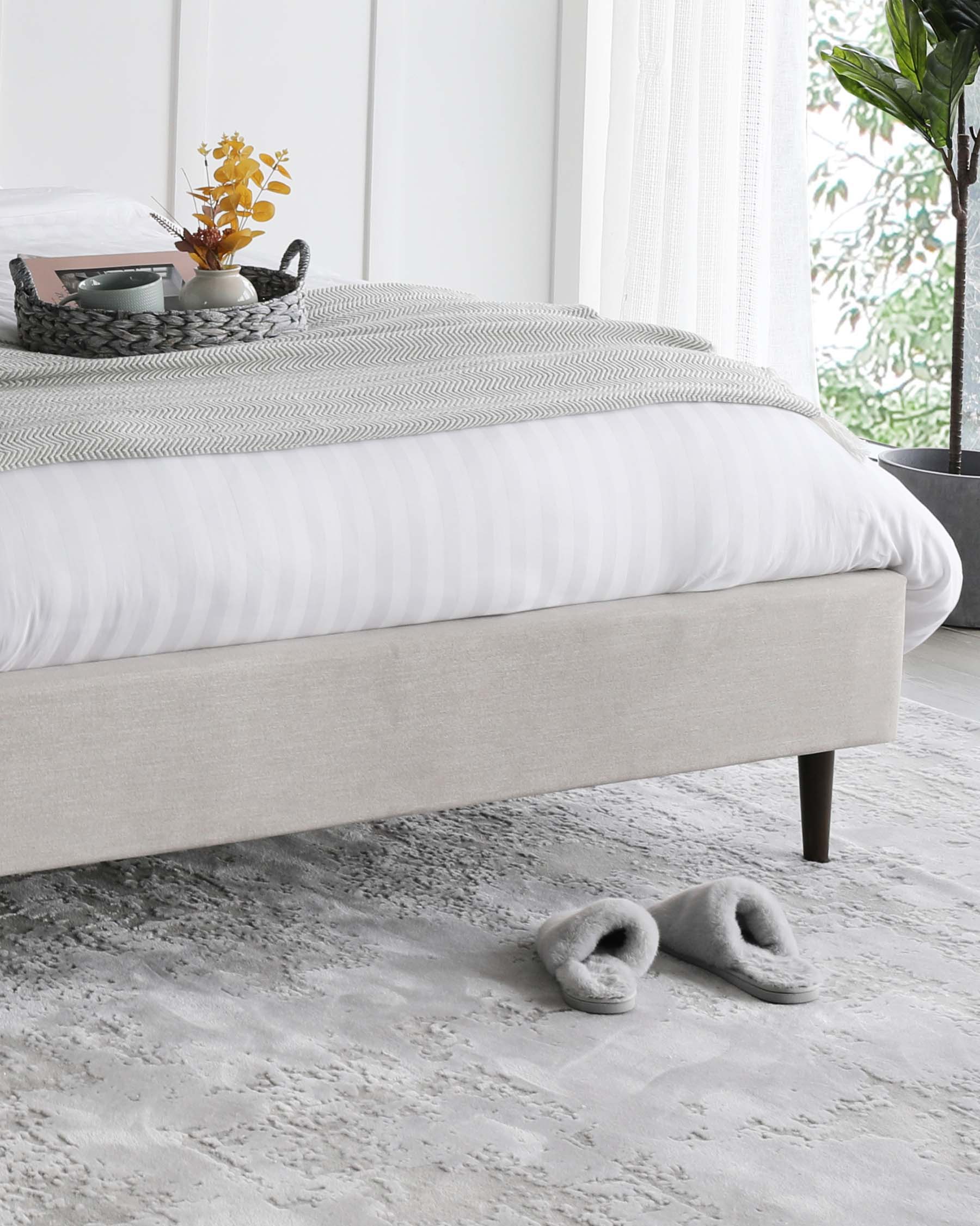 Harlow Light Grey Fabric Double Bed