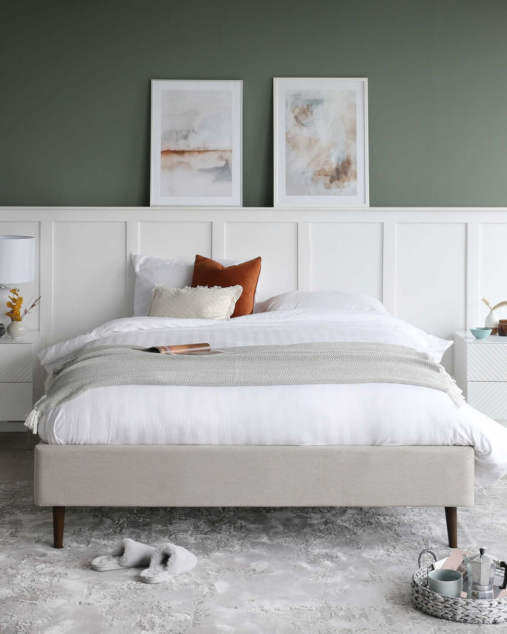 Harlow Light Grey Fabric Double Bed