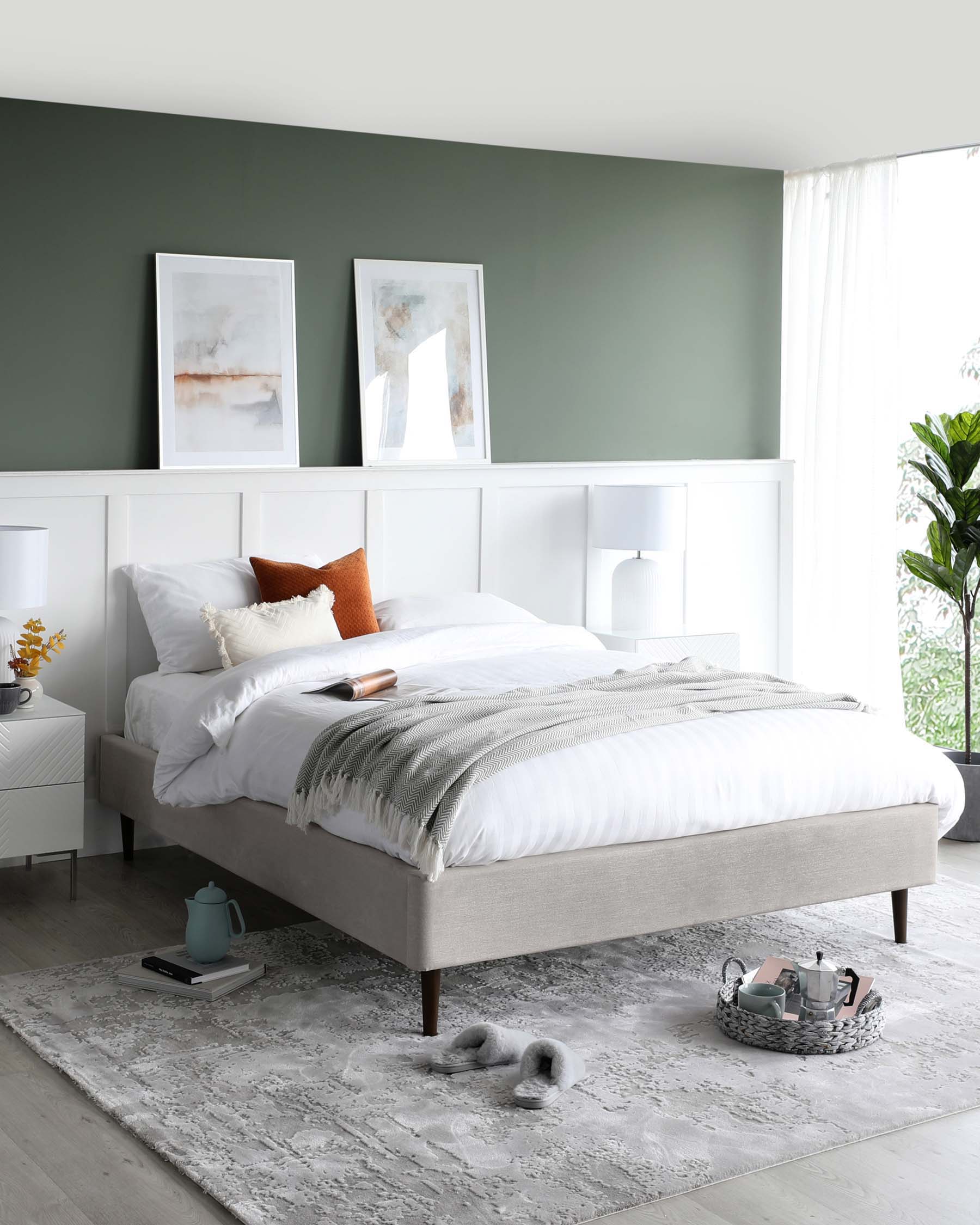 Harlow Light Grey Fabric Double Bed