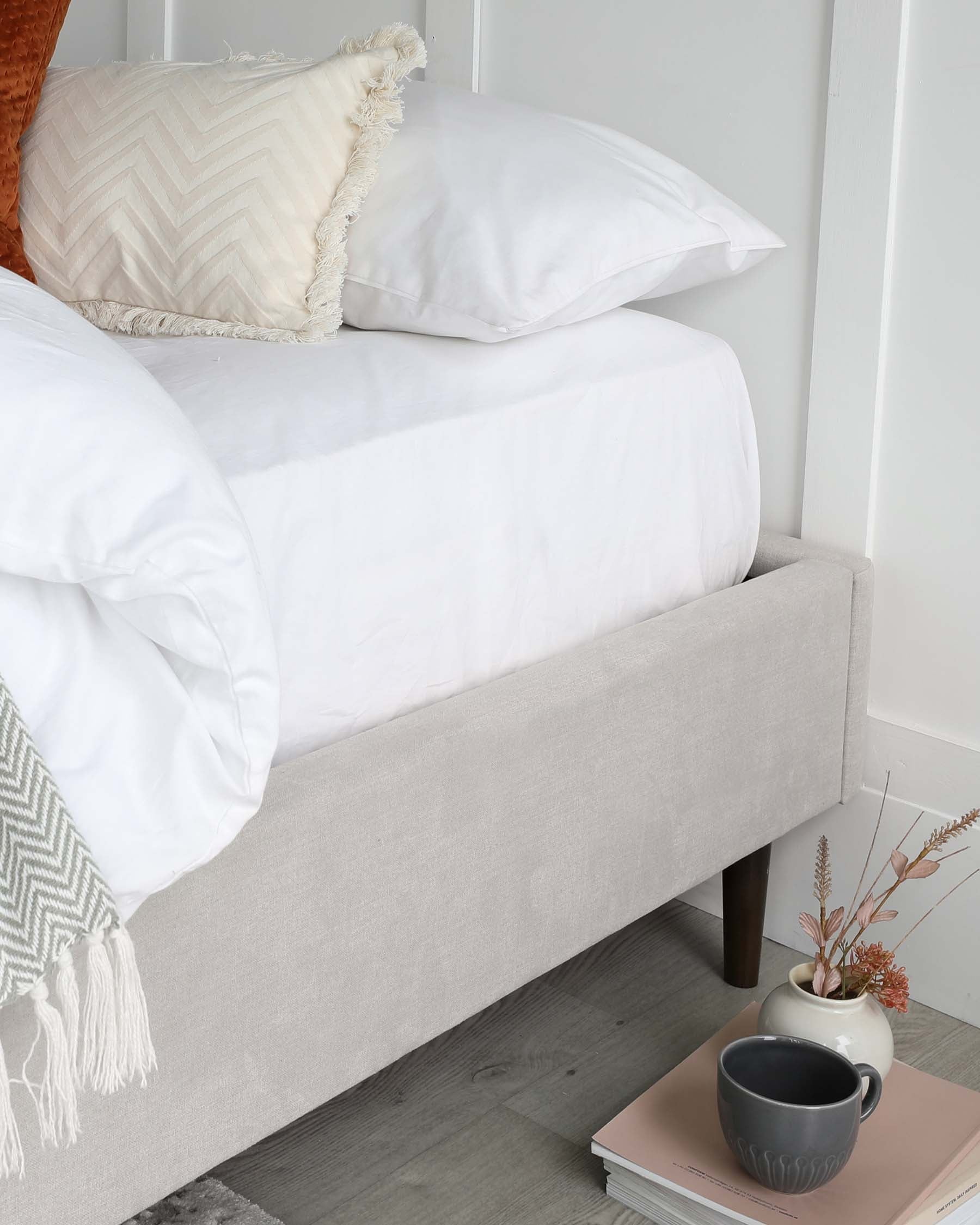 Harlow Light Grey Fabric Double Bed