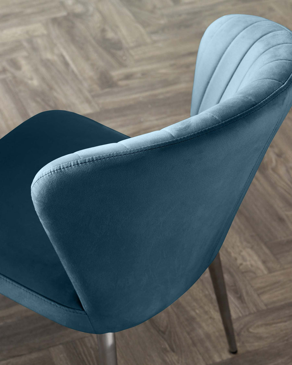 Harper Dark Blue Plush Velvet Stainless Steel Dining Chair