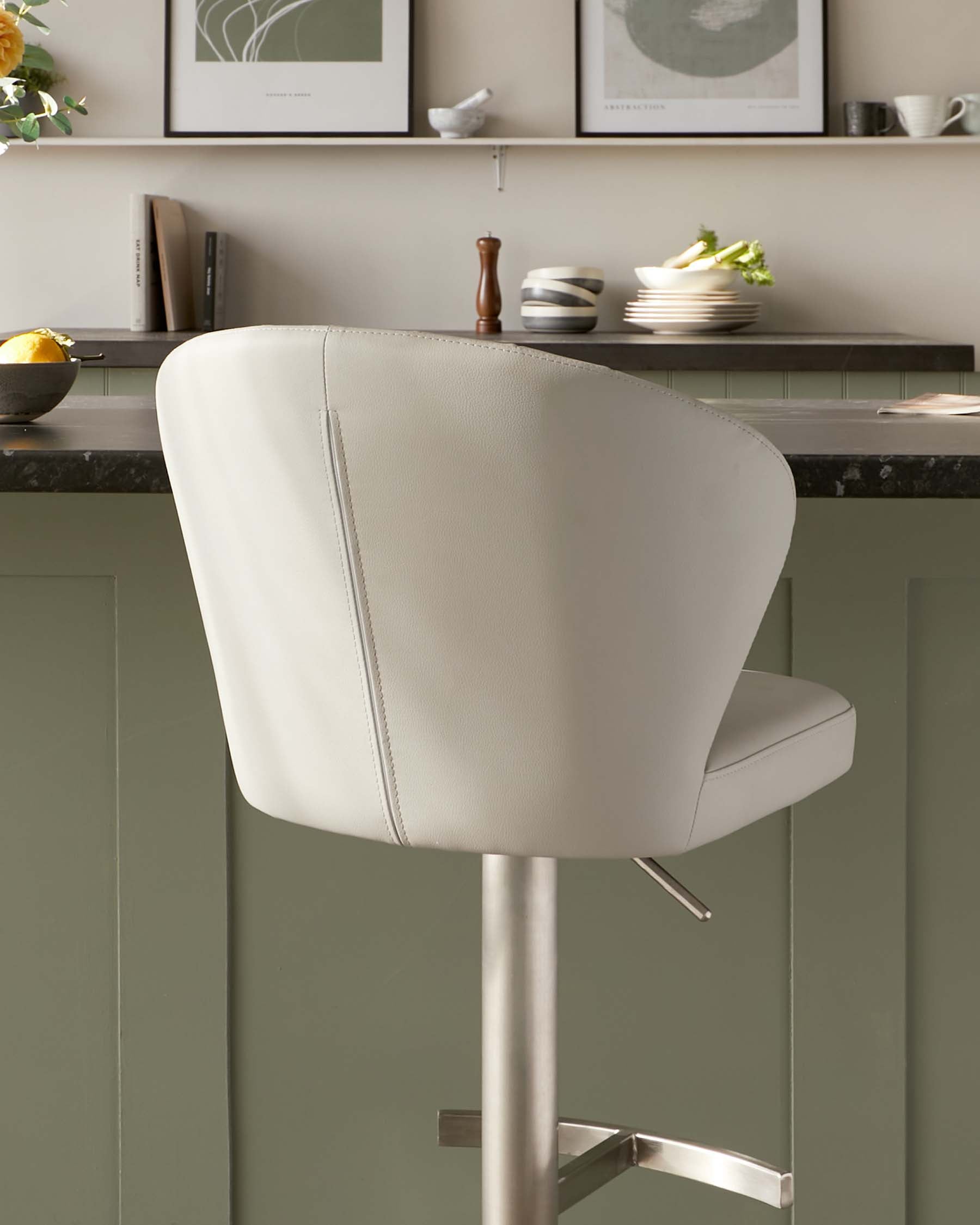 Harper Light Grey Faux Leather Gas Lift Bar stool