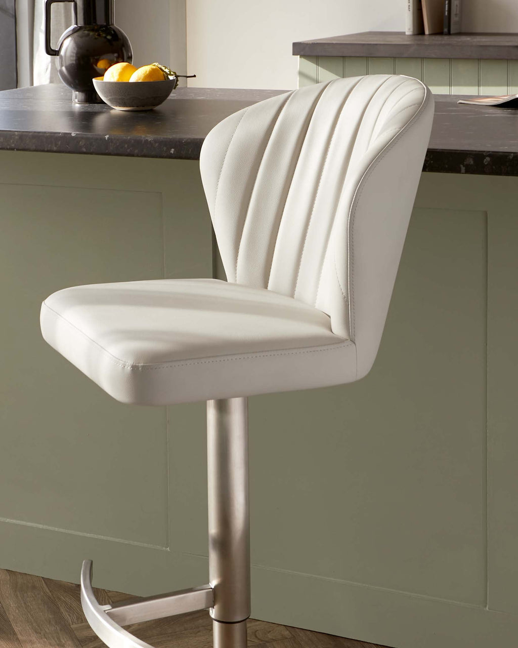 Harper Light Grey Faux Leather Gas Lift Bar stool