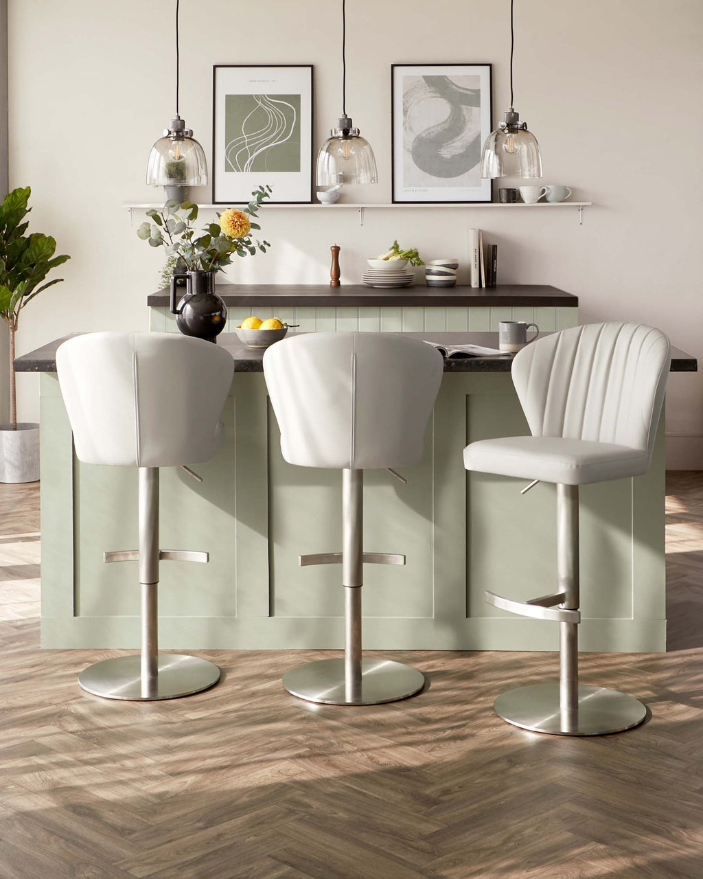 Harper Light Grey Faux Leather Gas Lift Bar stool