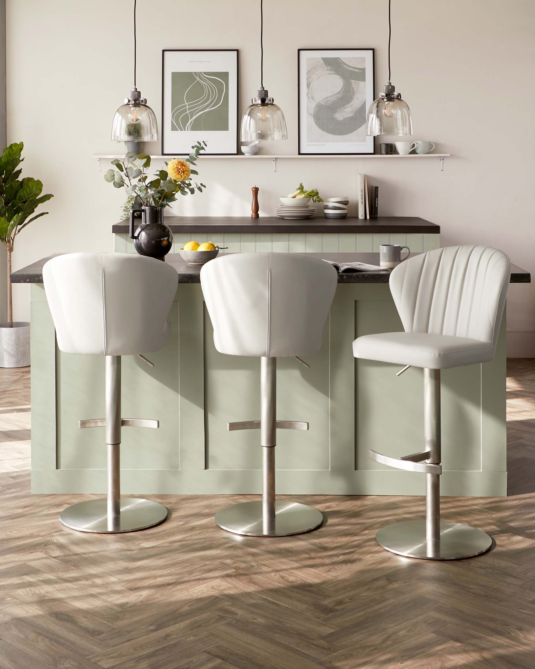 Harper Light Grey Faux Leather Gas Lift Bar stool