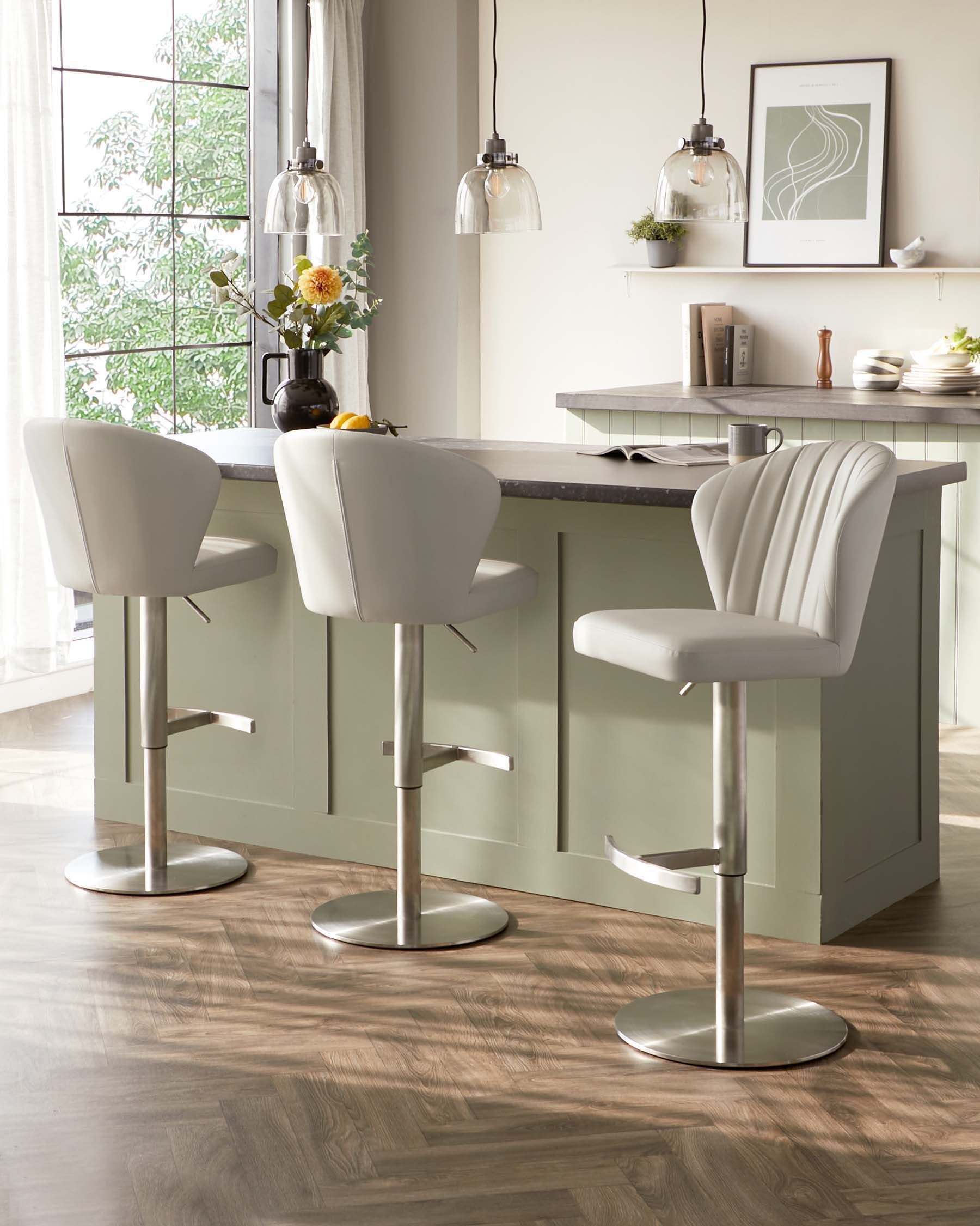 Harper Light Grey Faux Leather Gas Lift Bar stool