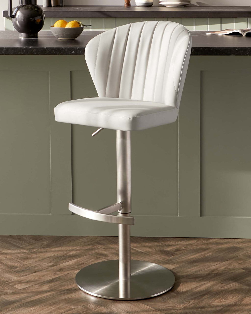 Harper Light Grey Faux Leather Gas Lift Bar stool