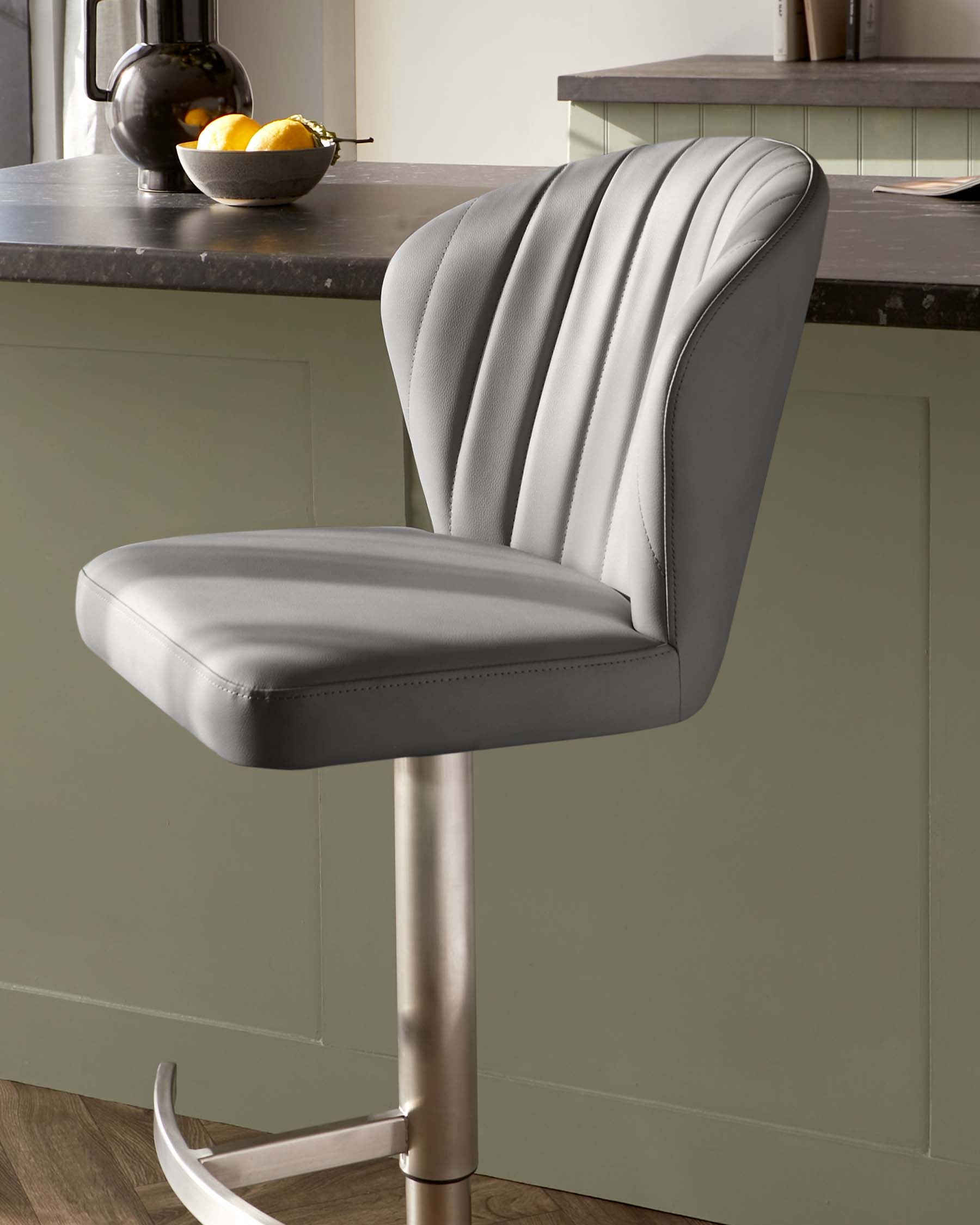 Harper Mid Grey Faux Leather Gas Lift Bar stool