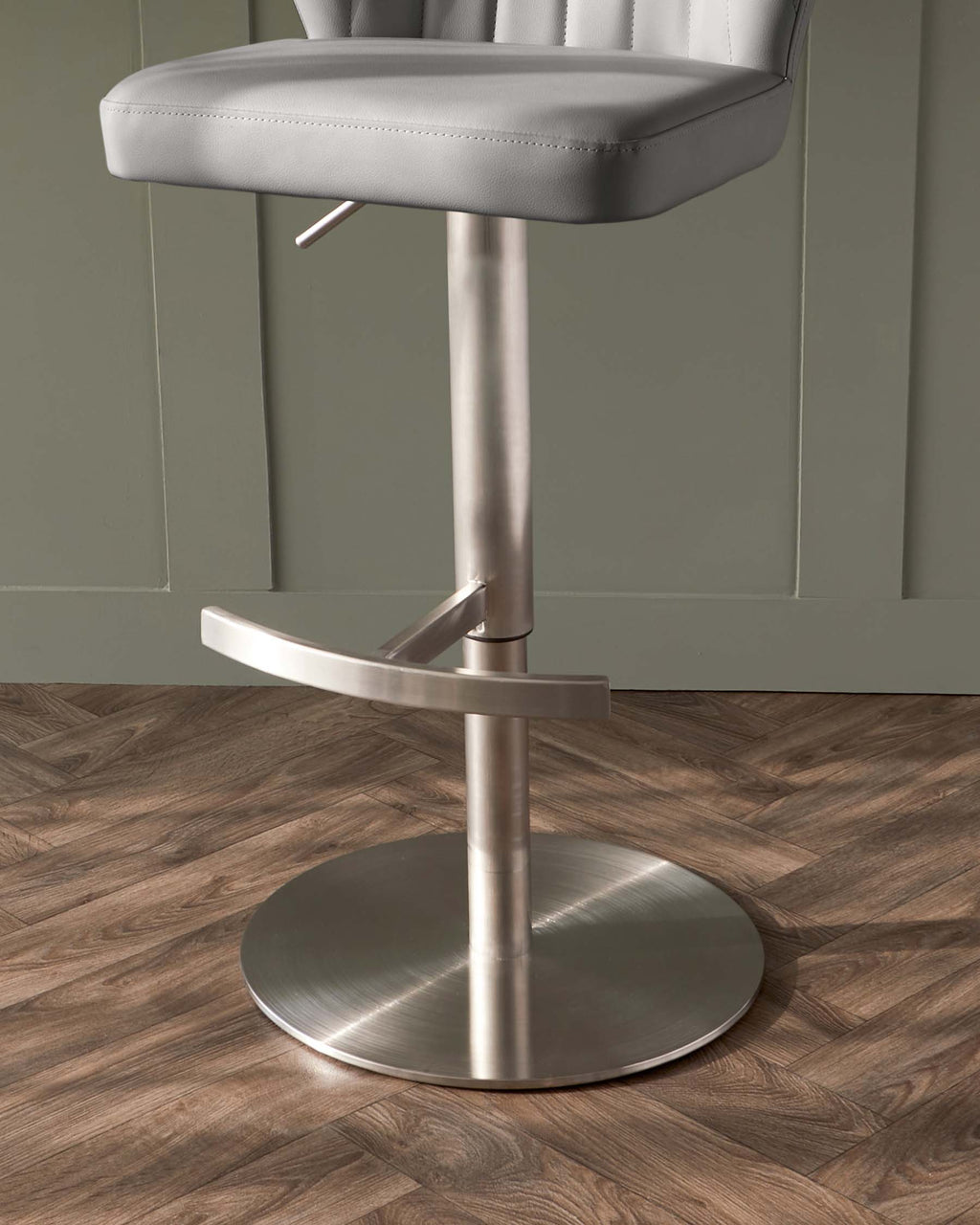 Harper Mid Grey Faux Leather Gas Lift Bar stool