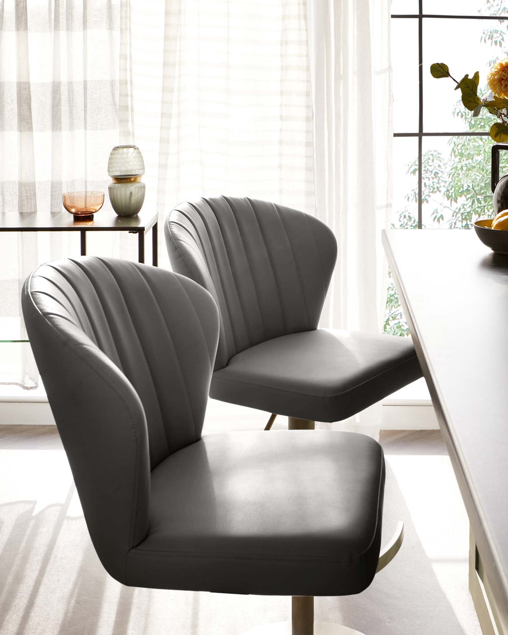 Harper Mid Grey Faux Leather Gas Lift Bar stool