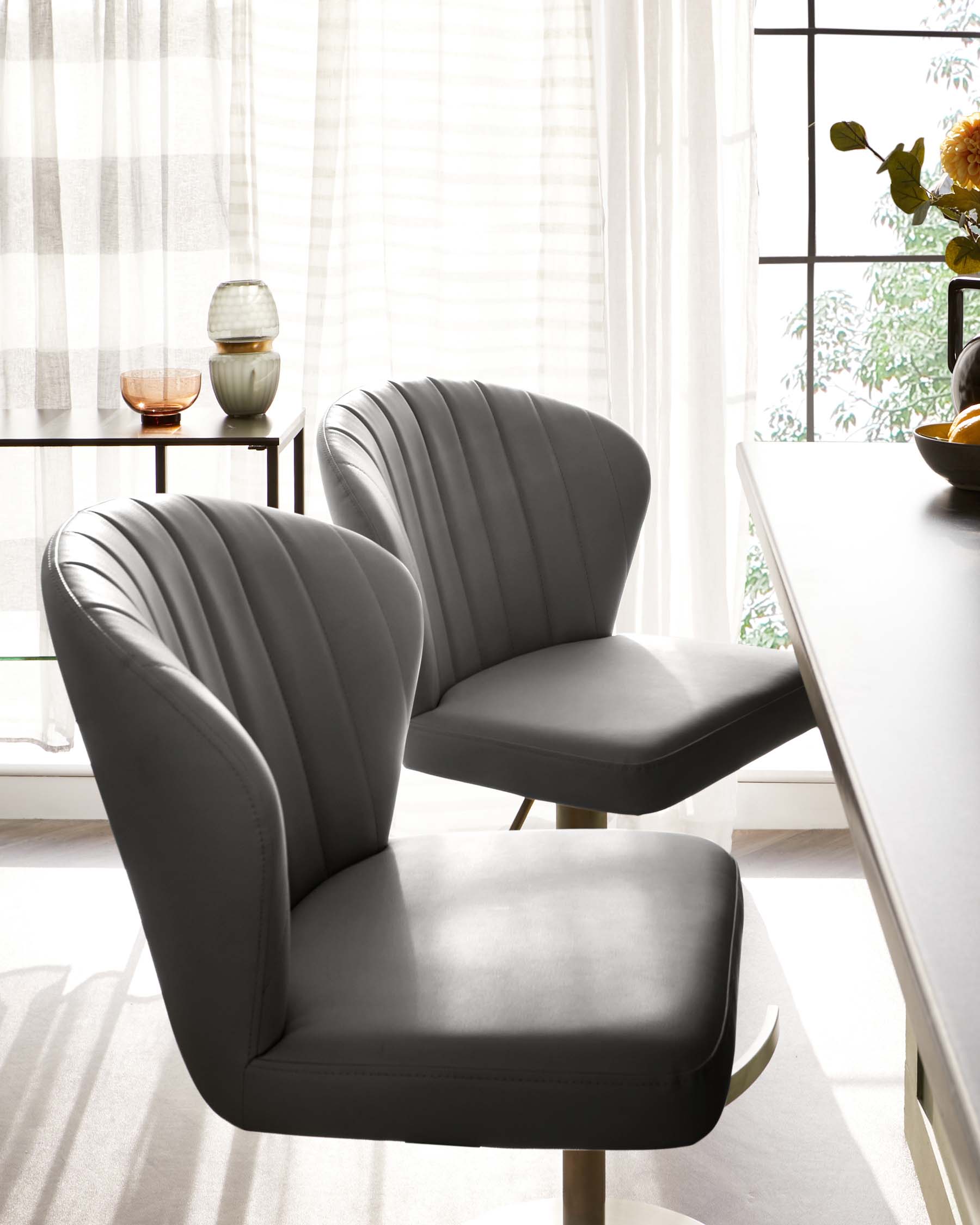 Harper Mid Grey Faux Leather Gas Lift Bar stool