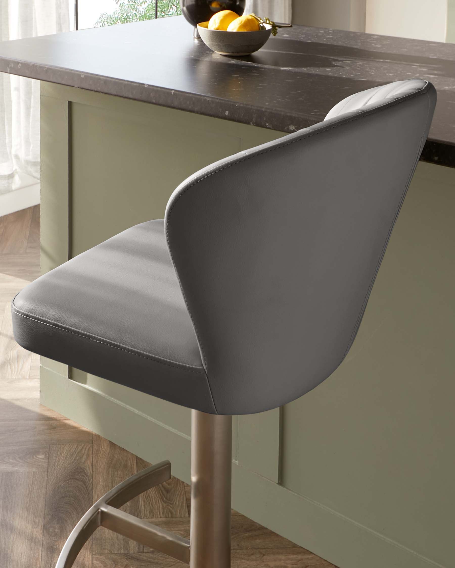 Harper Mid Grey Faux Leather Gas Lift Bar stool