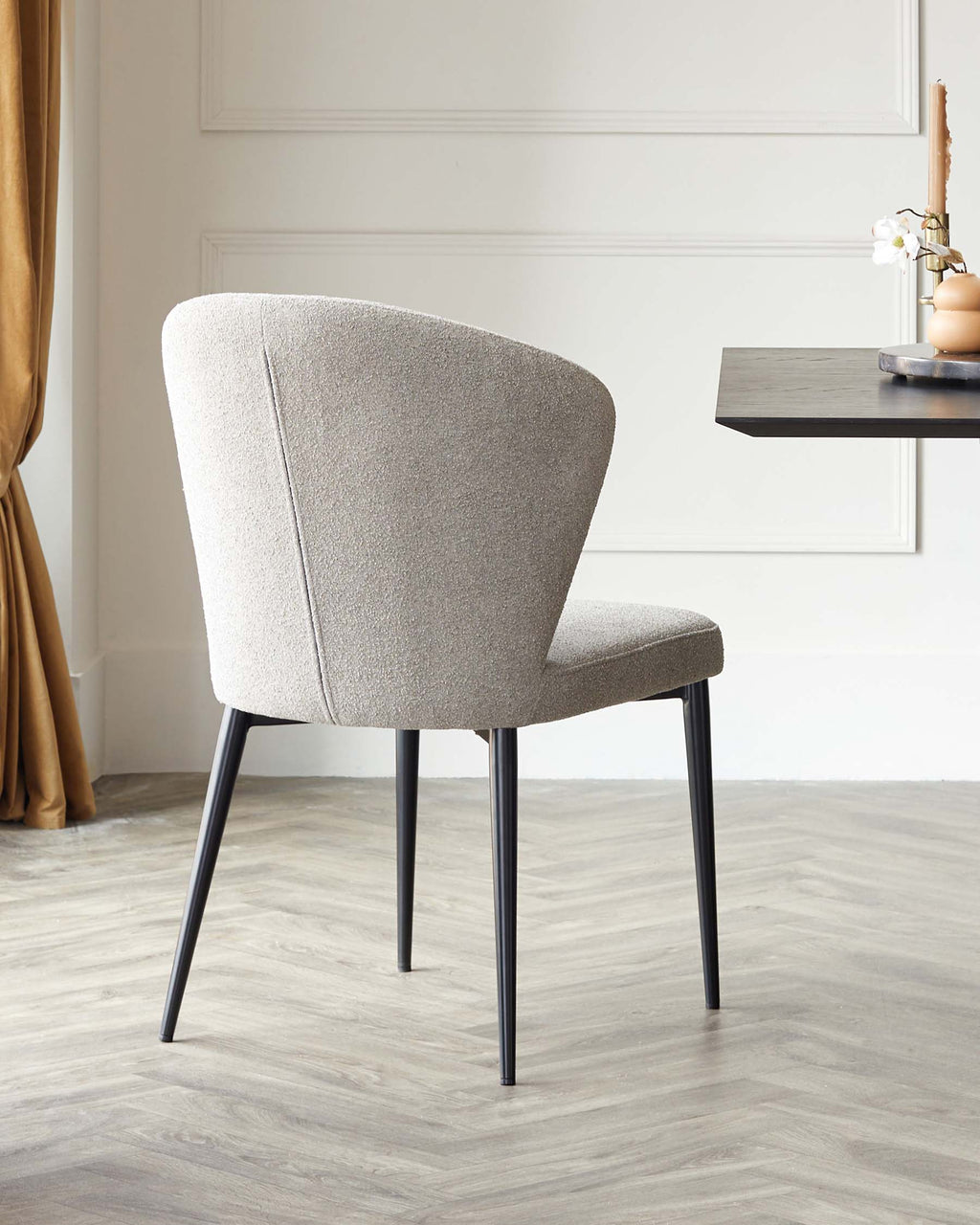 Harper Light Grey Boucle Black Metal Dining Chair