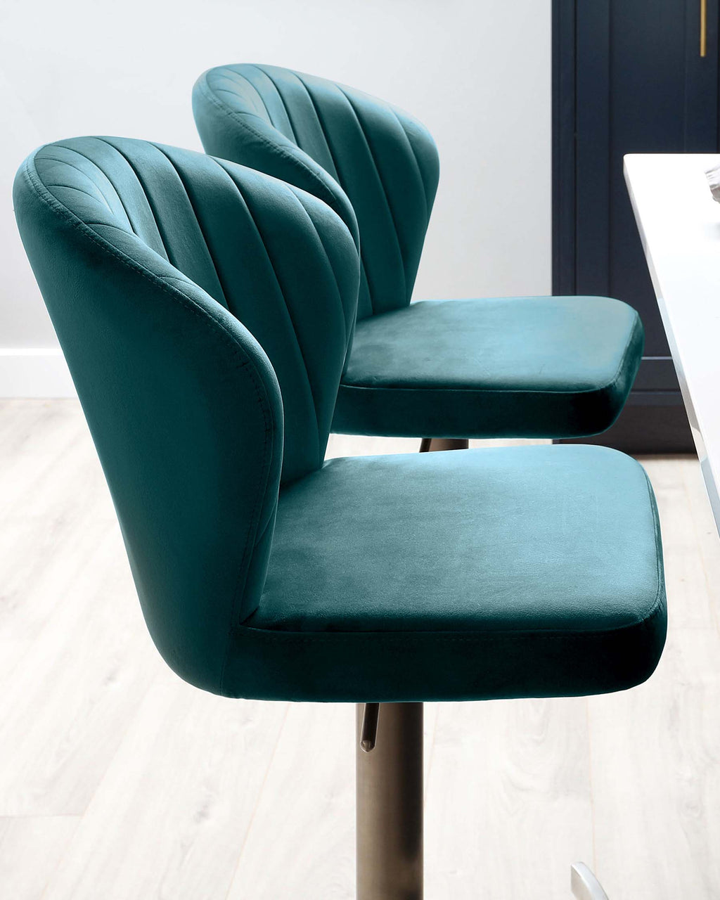 Harper Dark Teal Velvet Gas Lift Bar stool