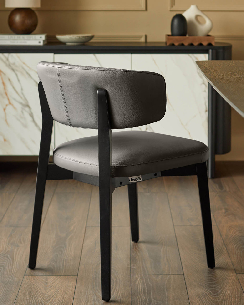 Harris dark grey leather dining chair